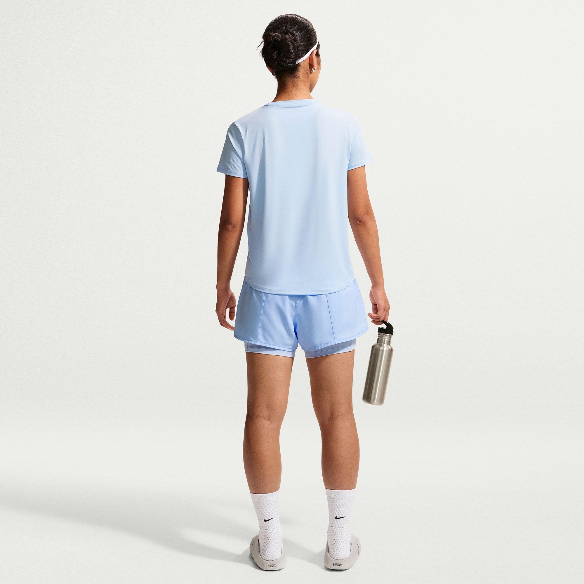 Hydro Blue/Wht - Nike - Dri FIT One Womens 2 In 1 Performance Shorts - 5