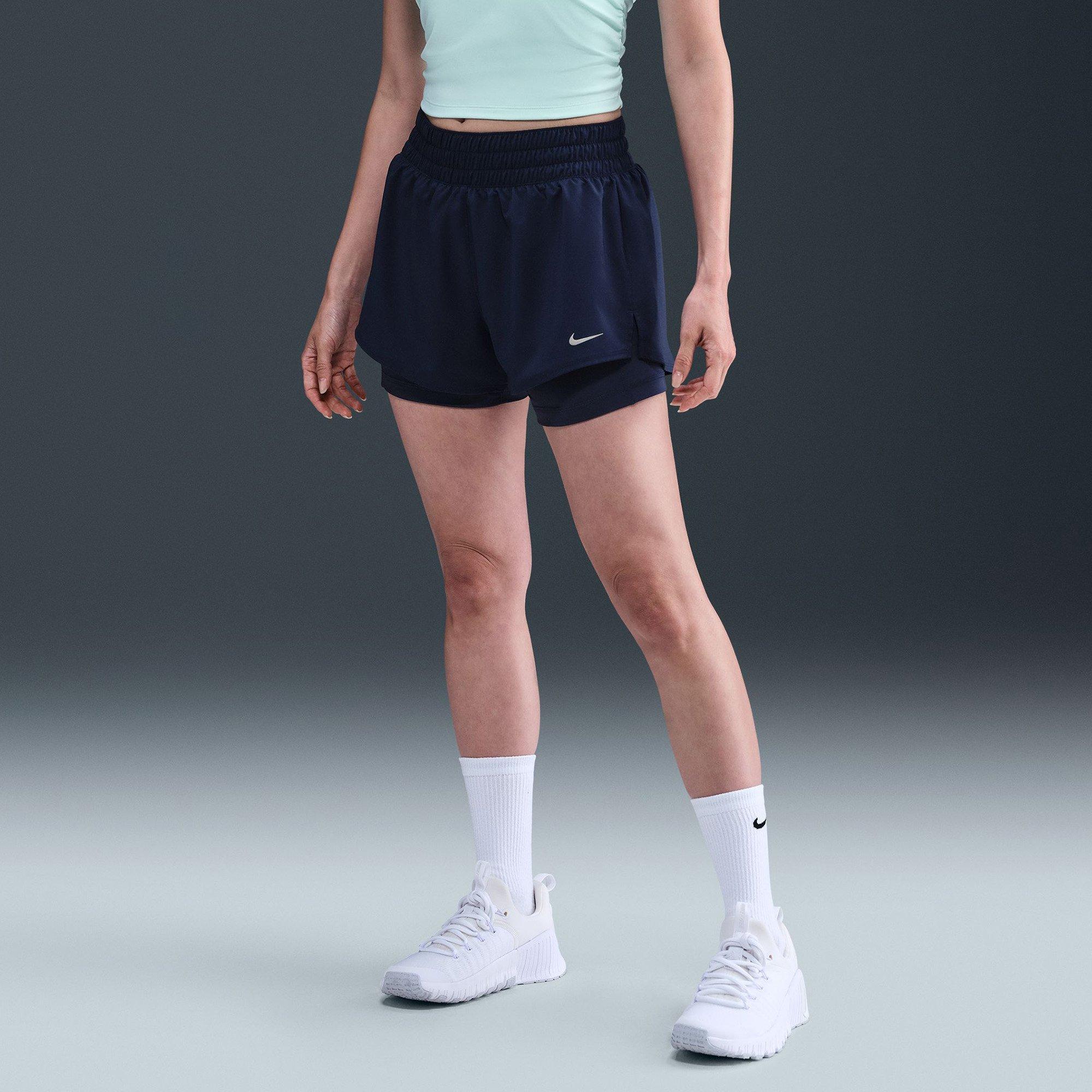 M.Navy/R.Silver - Nike - Dri FIT One Womens 2 In 1 Performance Shorts - 1