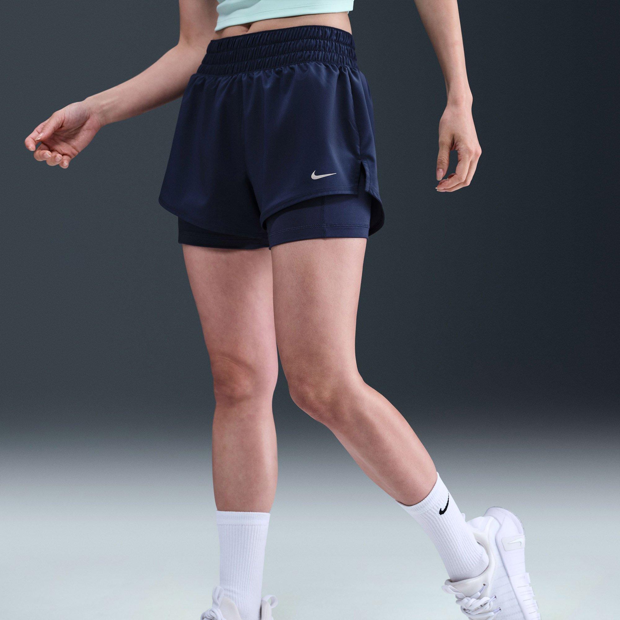 M.Navy/R.Silver - Nike - Dri FIT One Womens 2 In 1 Performance Shorts - 2