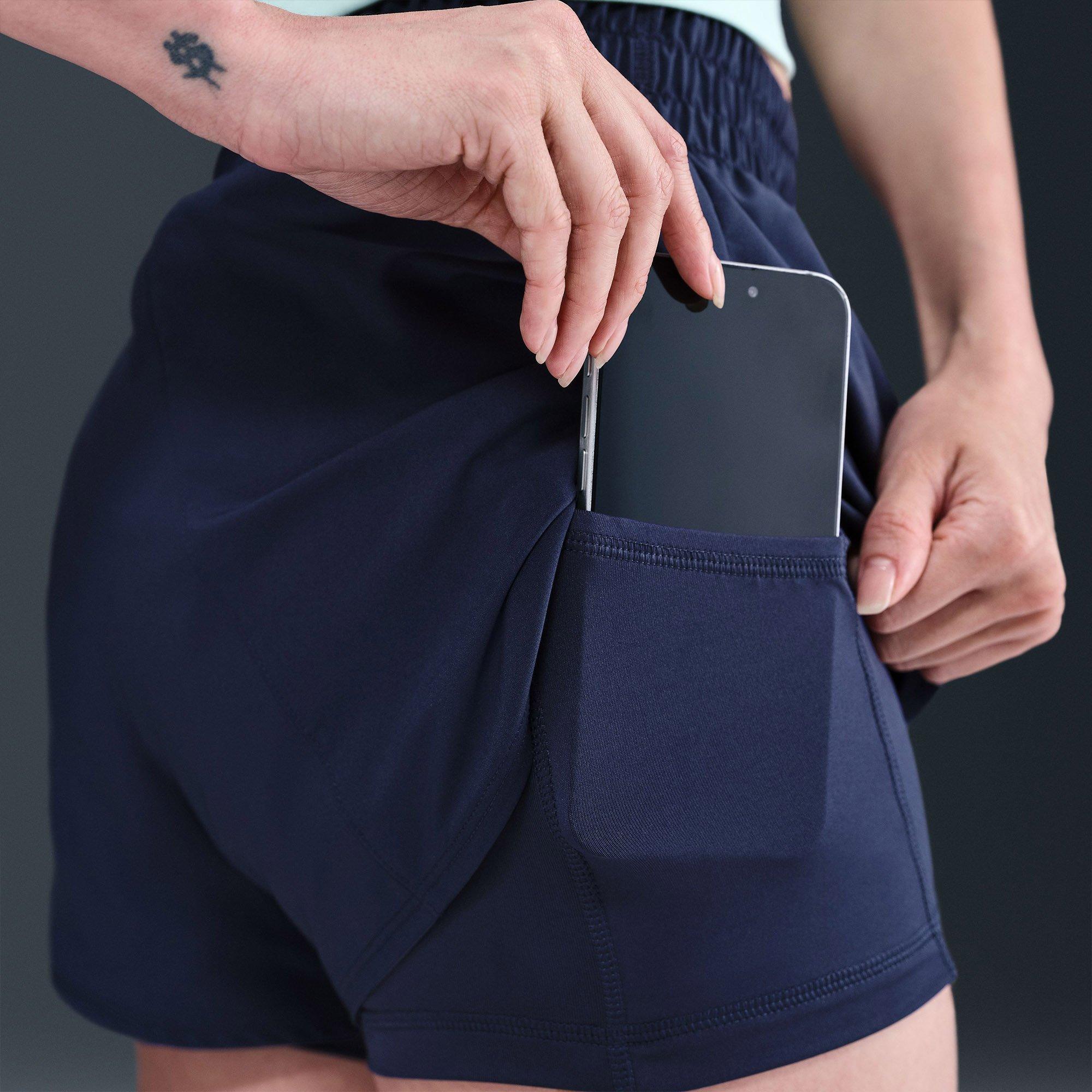 M.Navy/R.Silver - Nike - Dri FIT One Womens 2 In 1 Performance Shorts - 6