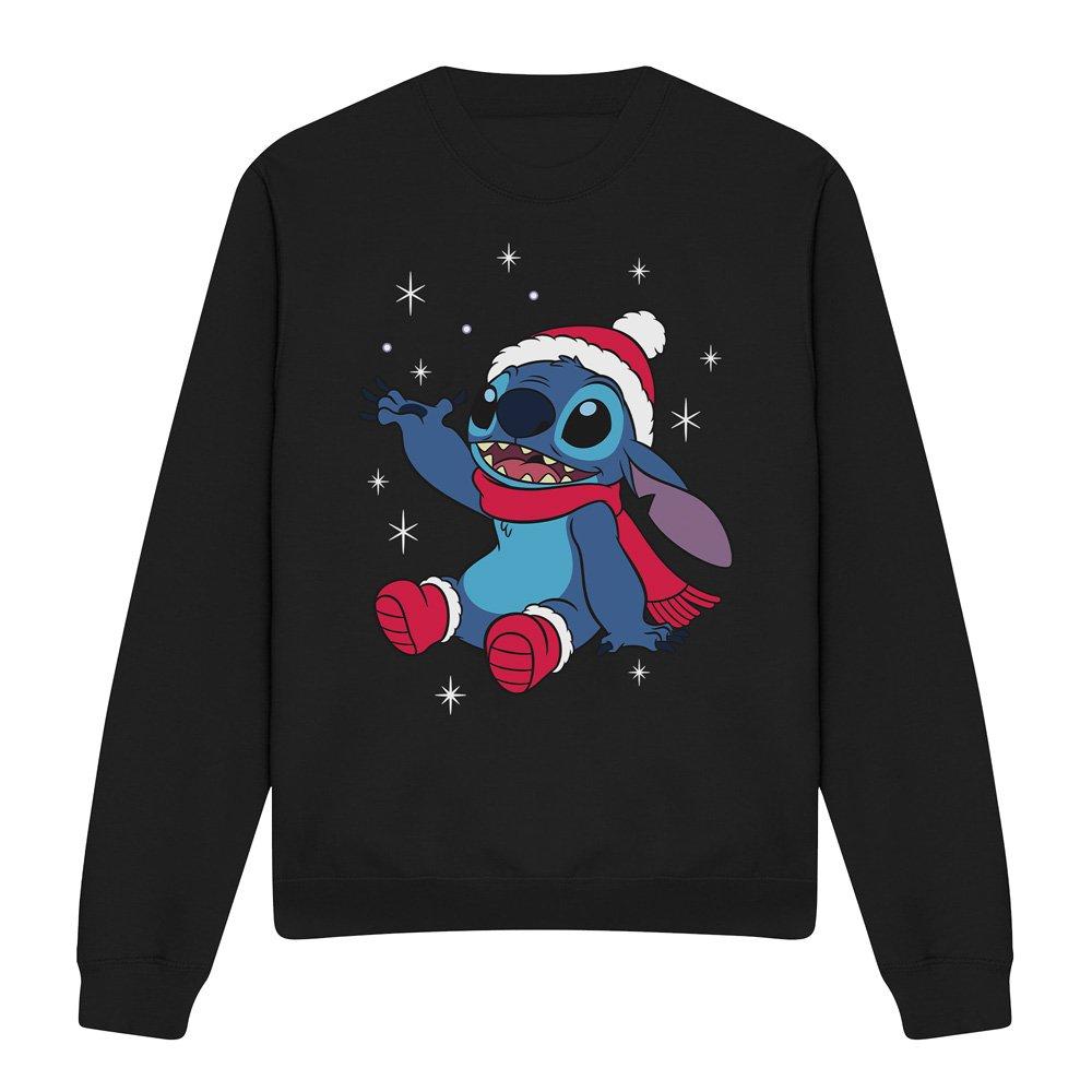 Black - Disney - Lilo & Stitch Christmas Snowflakes Sweatshirt Blac - 4