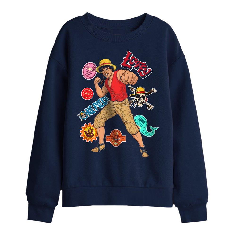 One Piece One Piece Luffy Stickers Kids Sweatshirt Navy