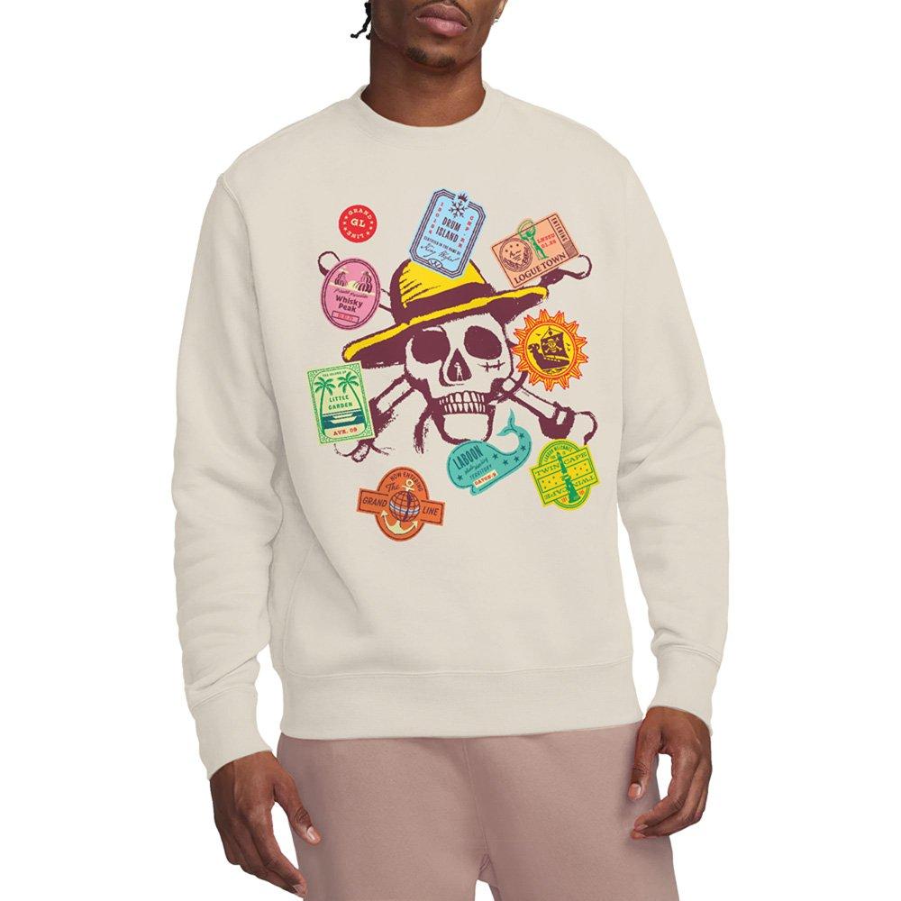 Beige - One Piece - One Piece Skull Travel Stickers Sweatshirt Natura - 1