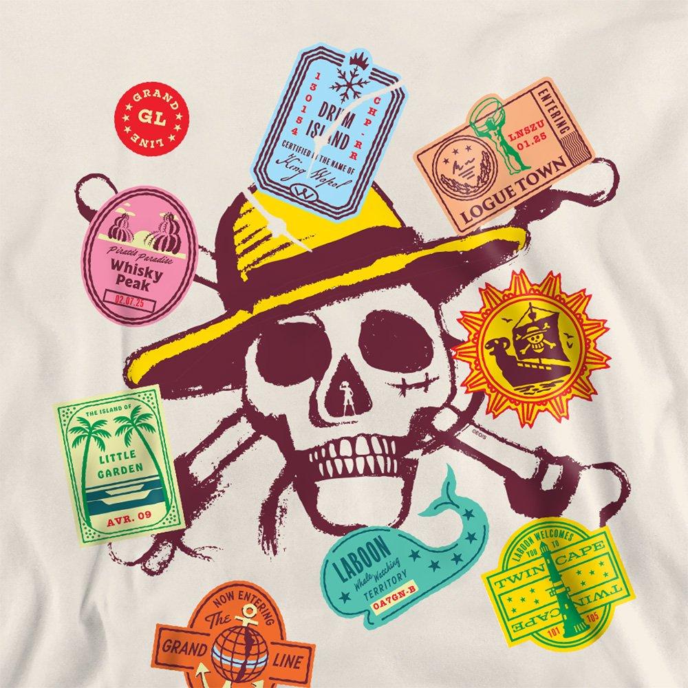 Beige - One Piece - One Piece Skull Travel Stickers Sweatshirt Natura - 2
