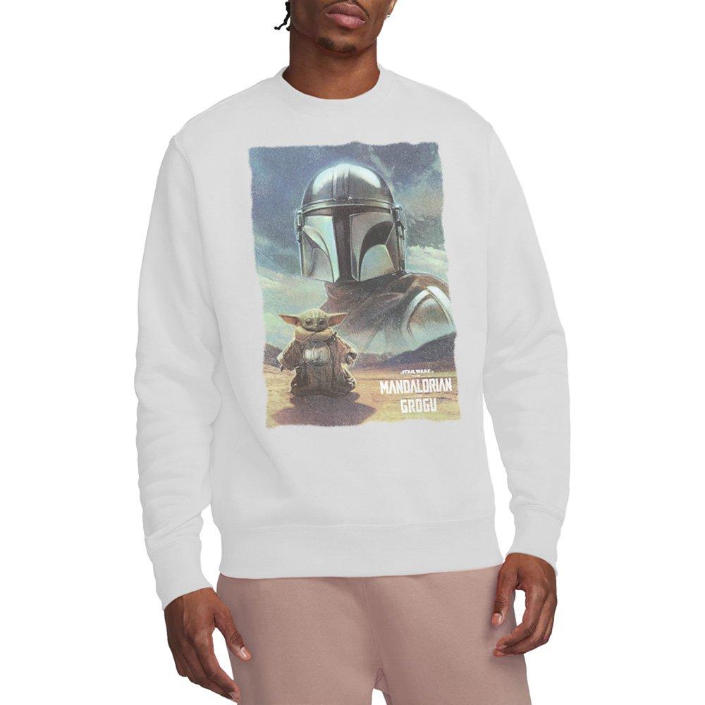 White - Star Wars - The Mandalorian Grogu Worn Poster Sweatshirt Whit - 1