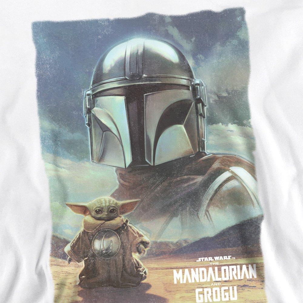 White - Star Wars - The Mandalorian Grogu Worn Poster Sweatshirt Whit - 2