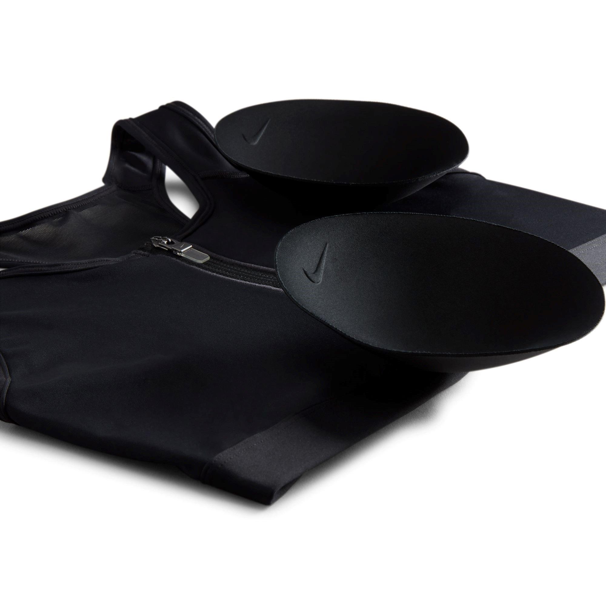 CRNO/BIJELO - Nike - Dri-FIT Swoosh Women's Medium-Support Padded Zip-Front Sports Bra - 4