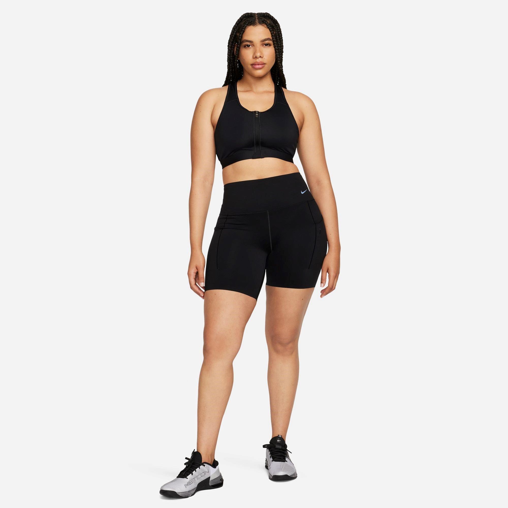 CRNO/BIJELO - Nike - Dri-FIT Swoosh Women's Medium-Support Padded Zip-Front Sports Bra - 7
