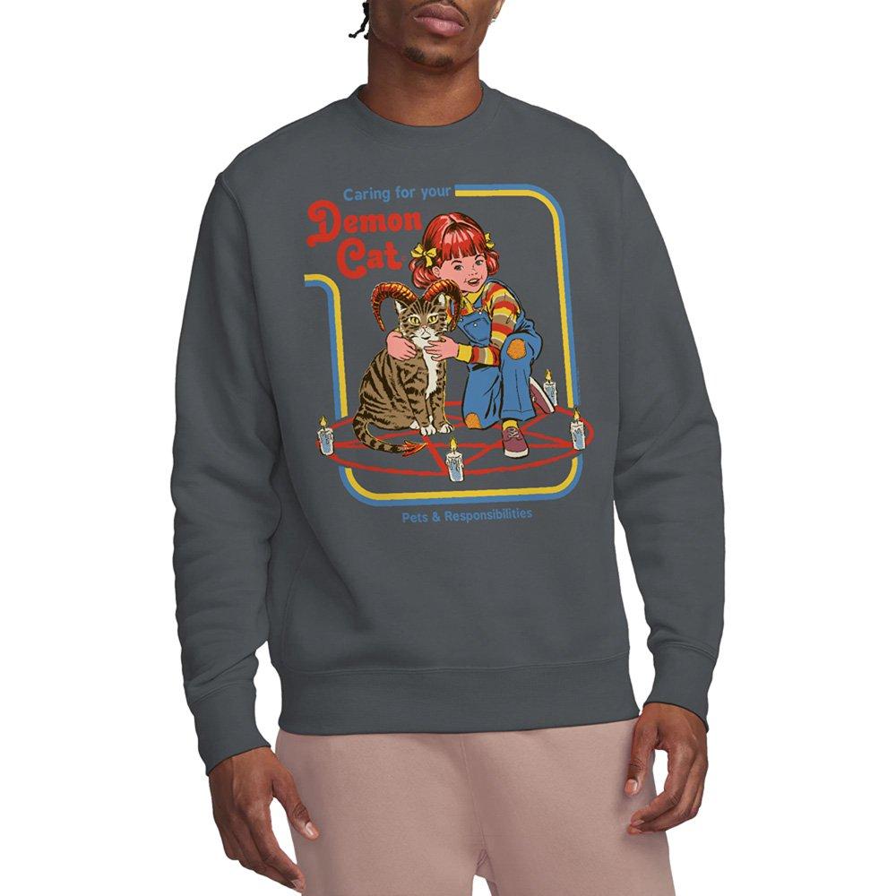 Charcoal - Steven Rhodes - Steven Rhodes Caring For Your Demon Cat Sweatshirt - 1
