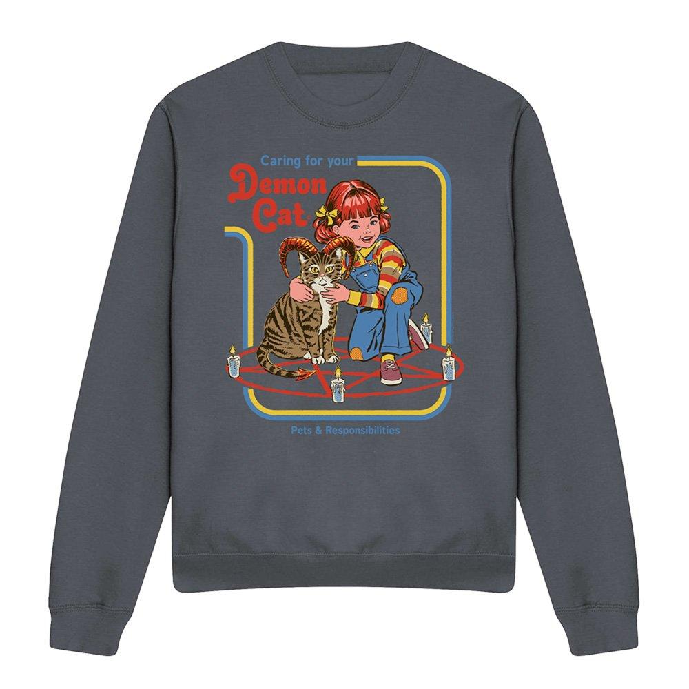 Charcoal - Steven Rhodes - Steven Rhodes Caring For Your Demon Cat Sweatshirt - 4