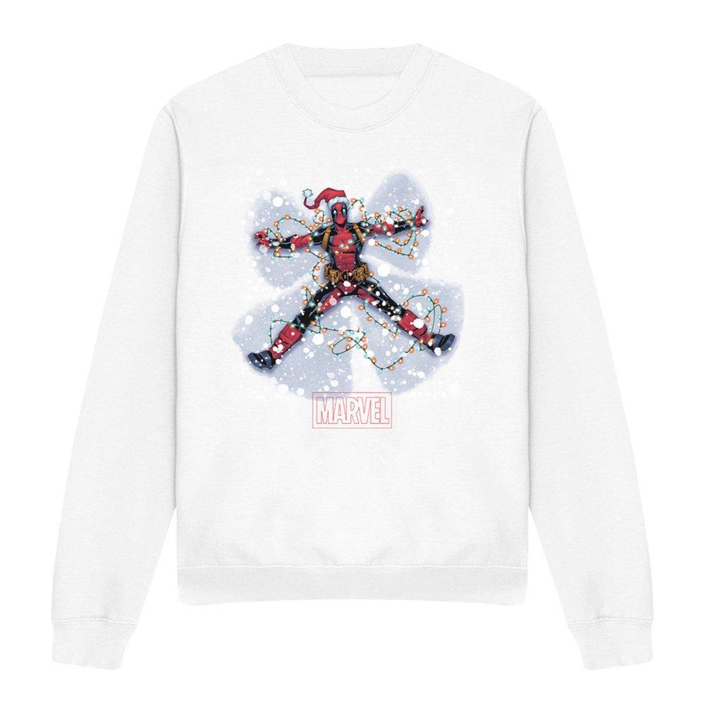White - Deadpool - Marvel Christmas Snow Angel Sweatshirt White - 4