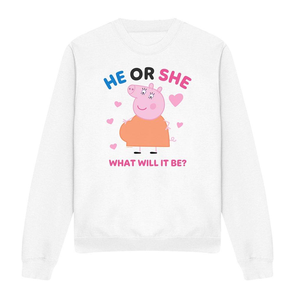 White - Hasbro - Peppa Pig Mummy Pig He Or She Womens Sweatshirt W - 4