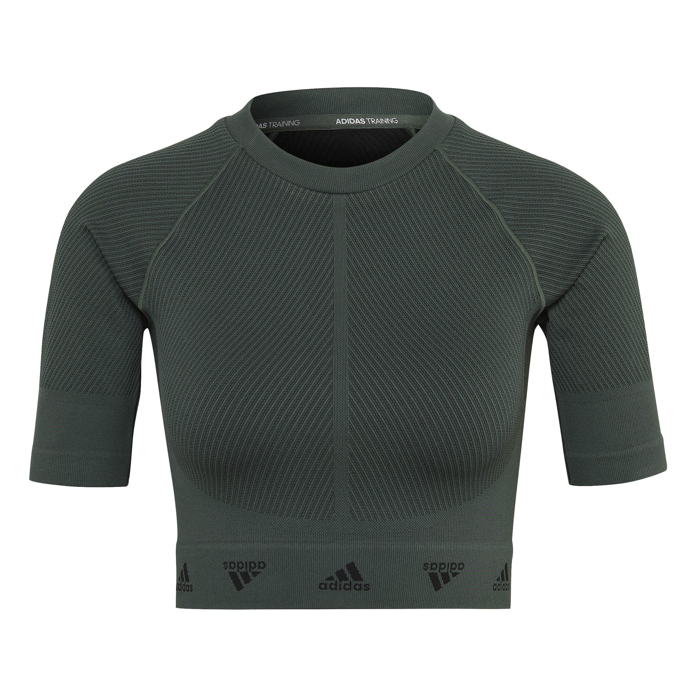 Green/Black - adidas - AEROKNIT Training T-Shirt - 1