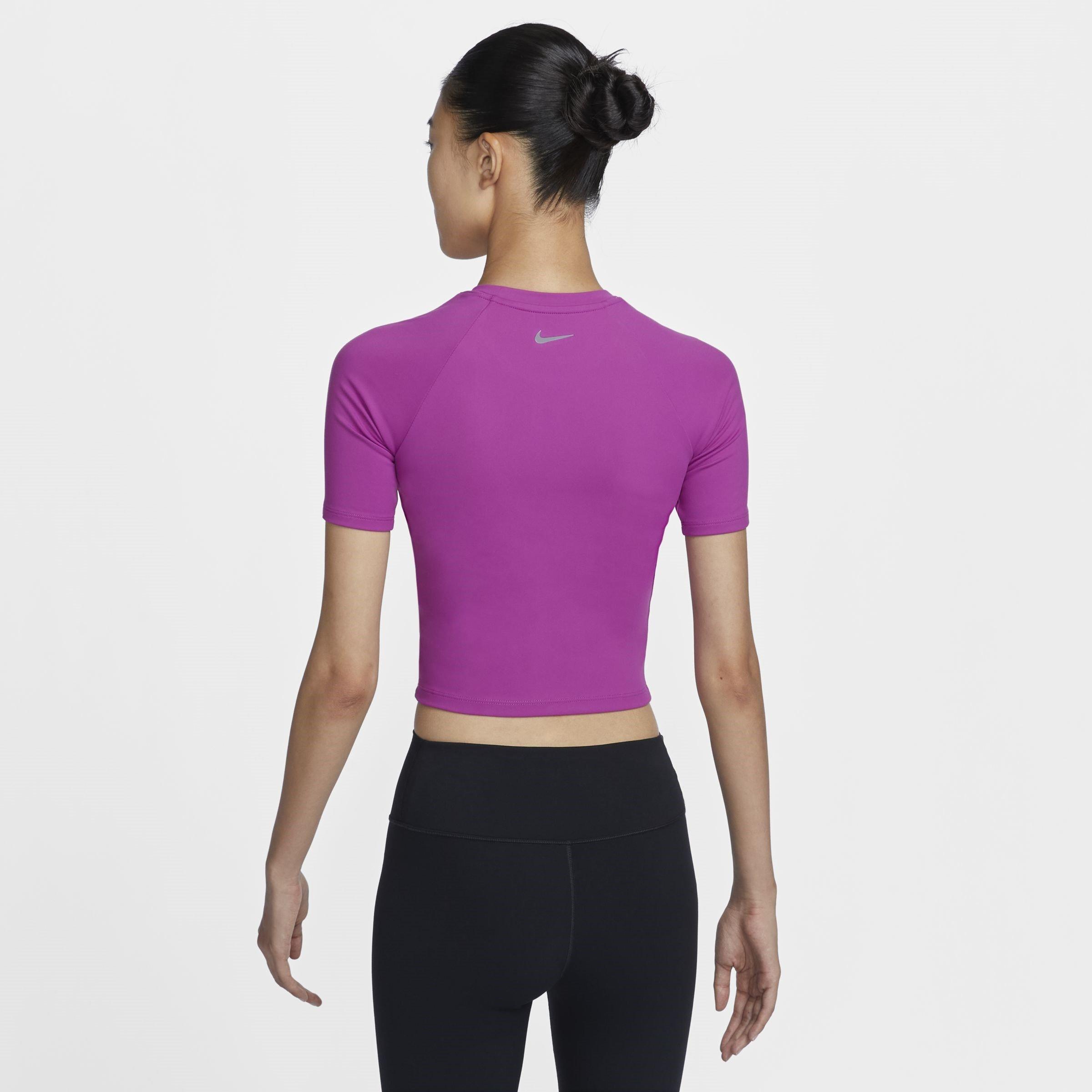 Hot Fuchsia/Blk - Nike - One Fitted Womens Dri FIT Cropped Top - 2