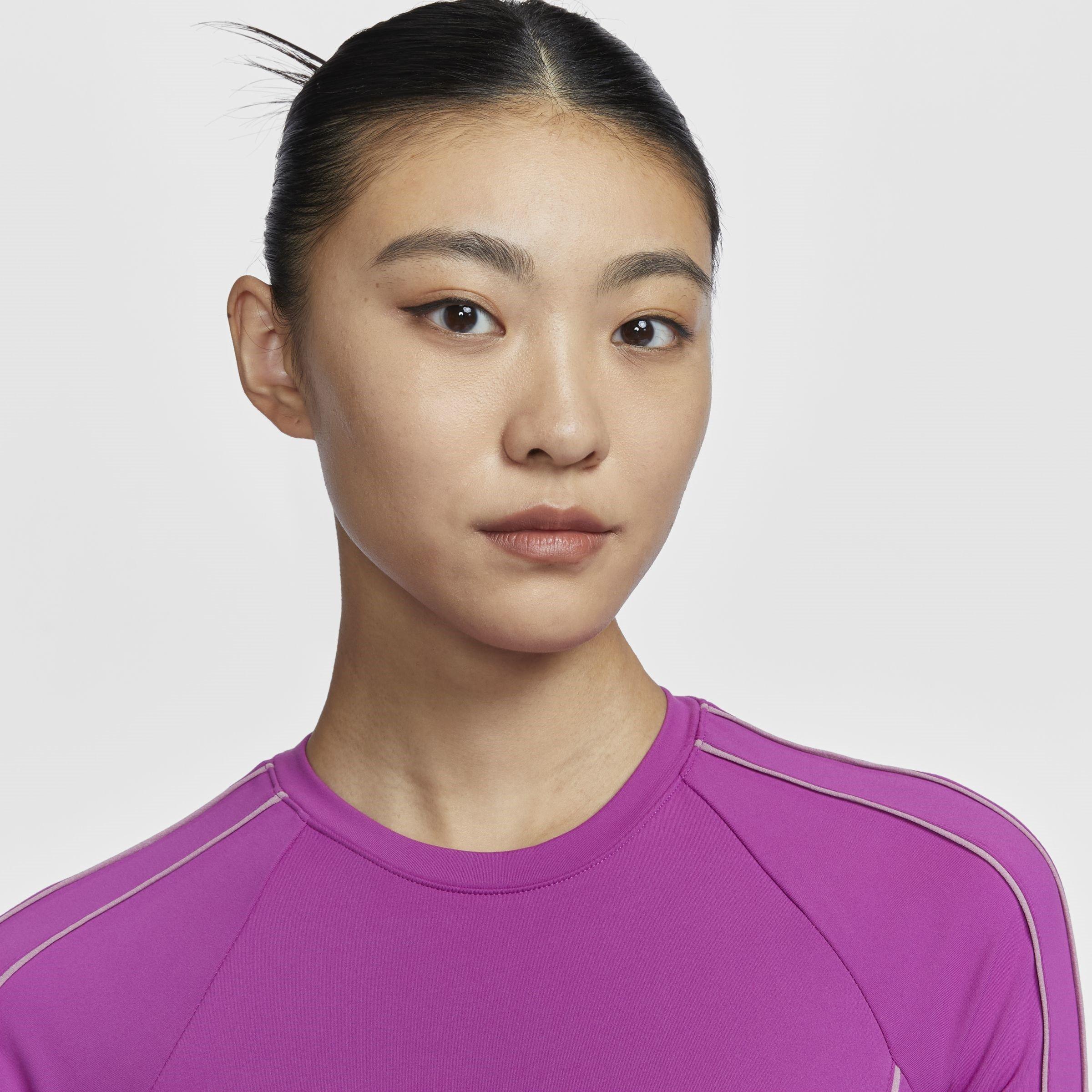 Hot Fuchsia/Blk - Nike - One Fitted Womens Dri FIT Cropped Top - 3