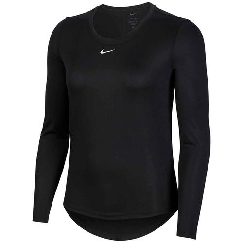 Black/White - Nike - Dri FIT One Womens Long Sleeve Performance T Shirt - 1