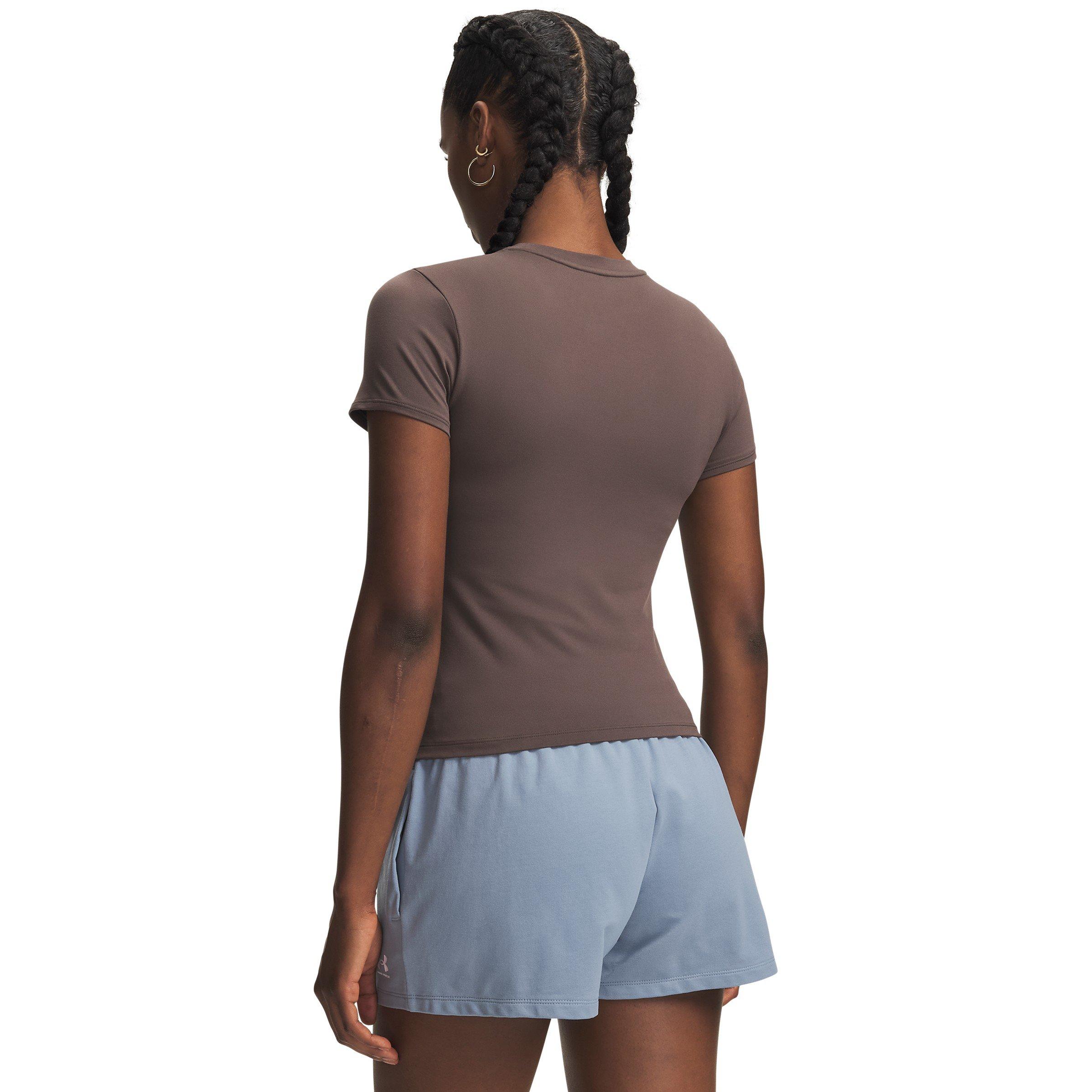 Peppercorn/Wht - Under Armour - Women's Motion Short Sleeve Performance Fitted T-Shirt - 2