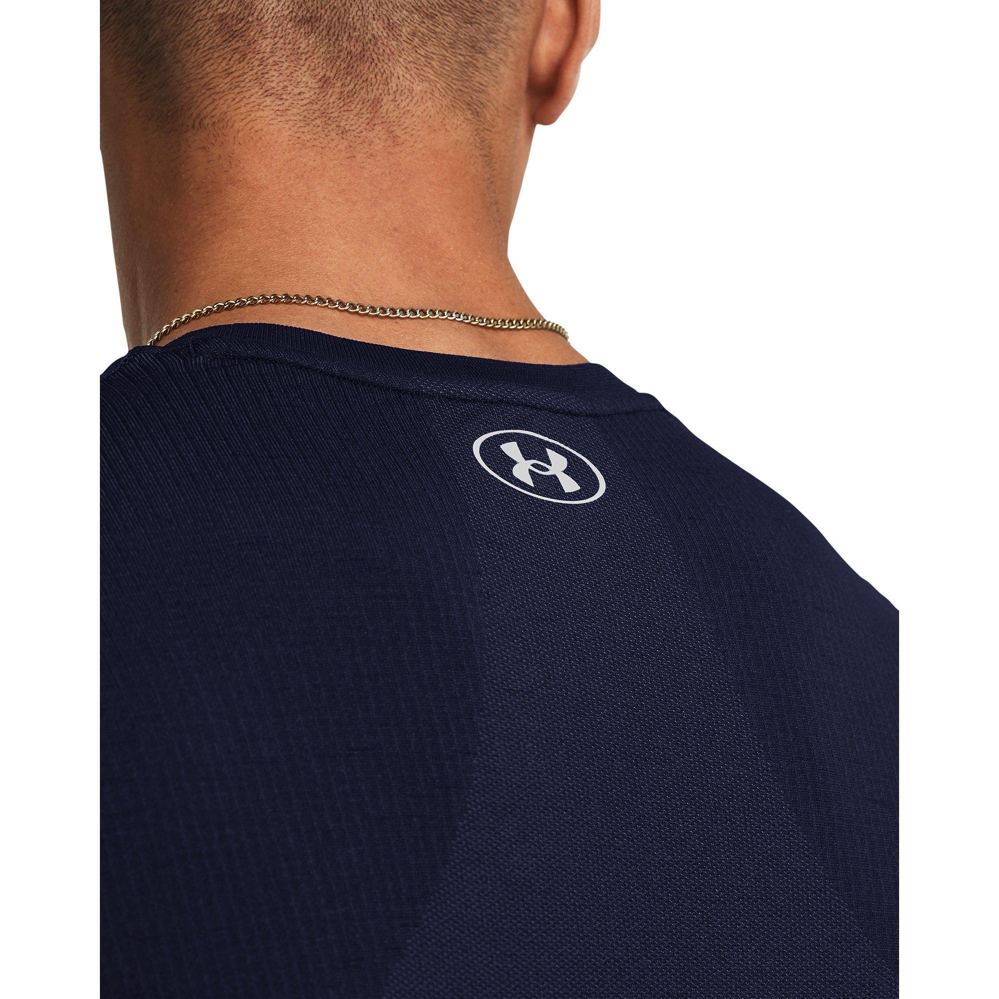 MdnghtNvy/Gray - Under Armour - Men's Vanish Seamless Short-Sleeve Performance Gym Top - 4