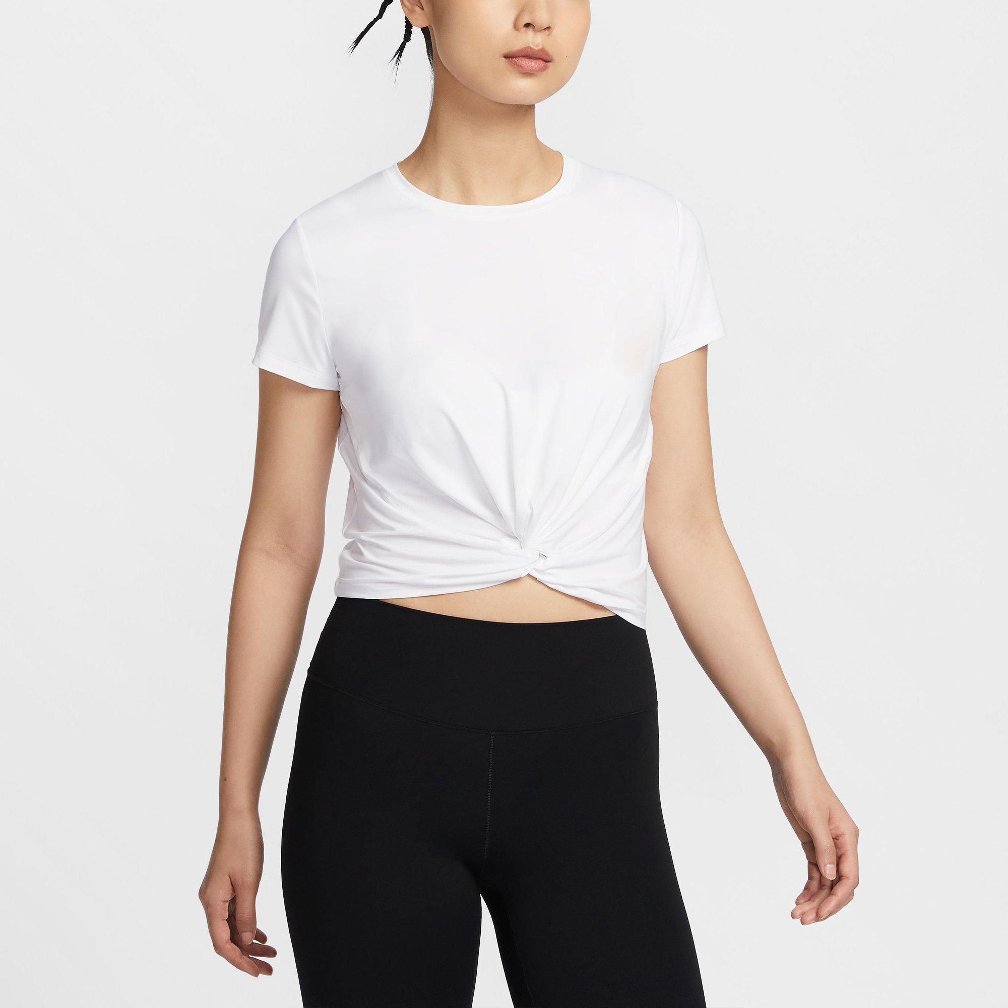 White/Black - Nike - One Classic Twist Womens Dri-FIT Performance T-Shirt - 1