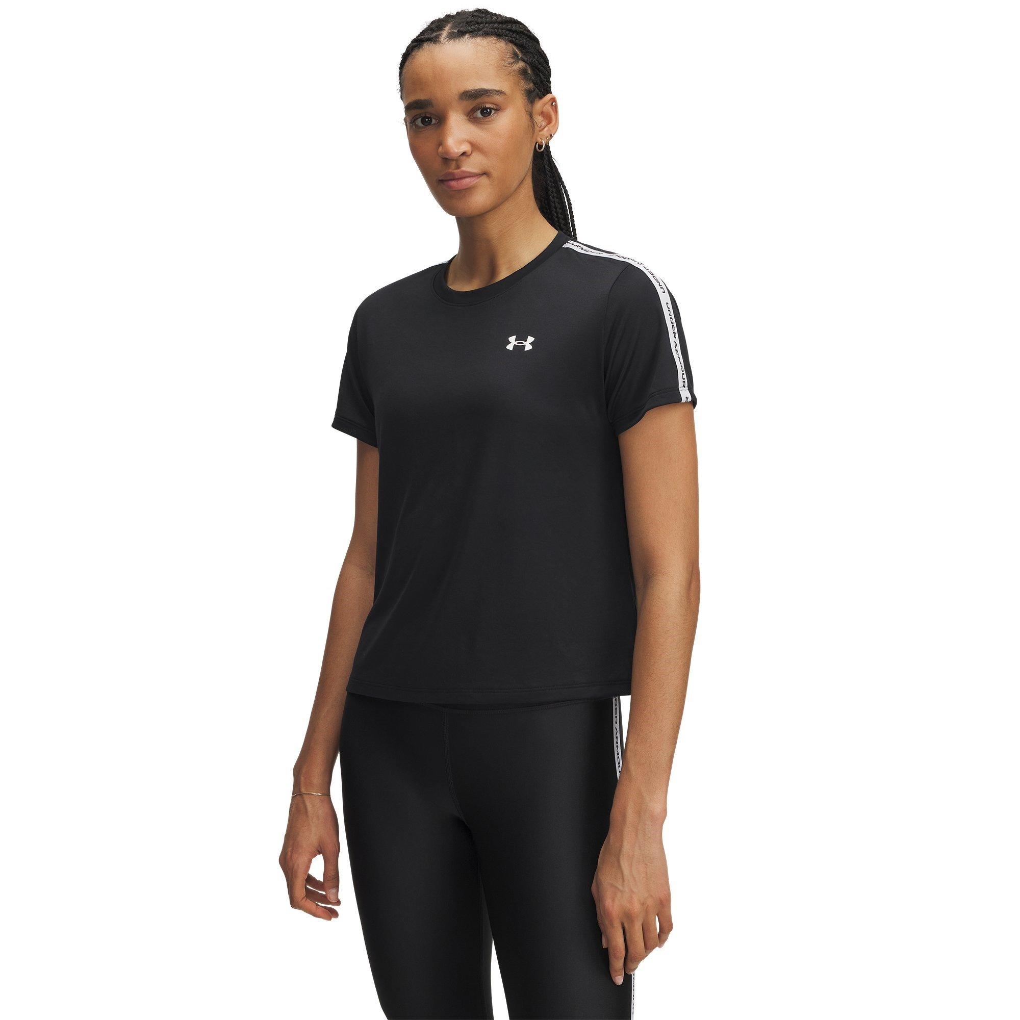 Under Armour Women's Tech Taping Short-Sleeve Performance Gym Top - Black - 12 (M)