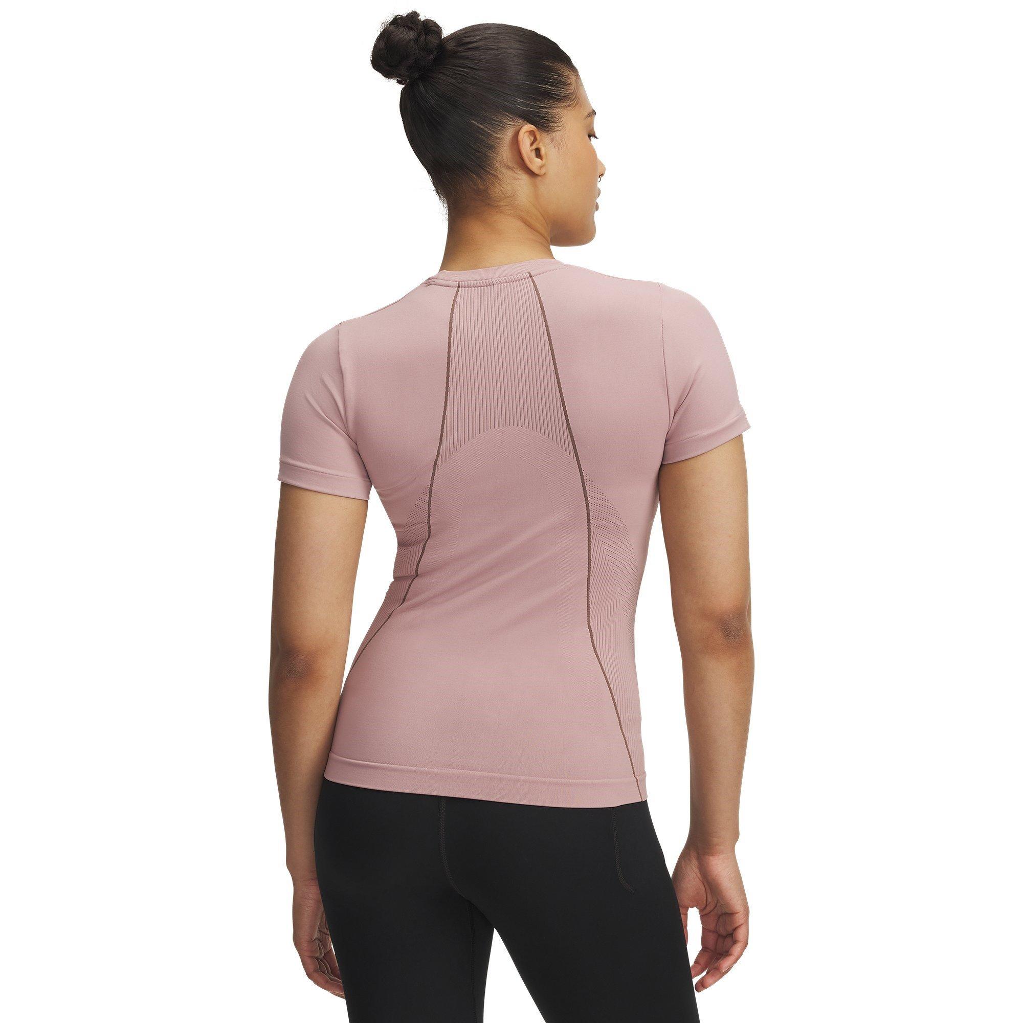 Pink/Taupe - Under Armour - Women's Vanish Seamless Short Sleeve Performance Gym Top - 2