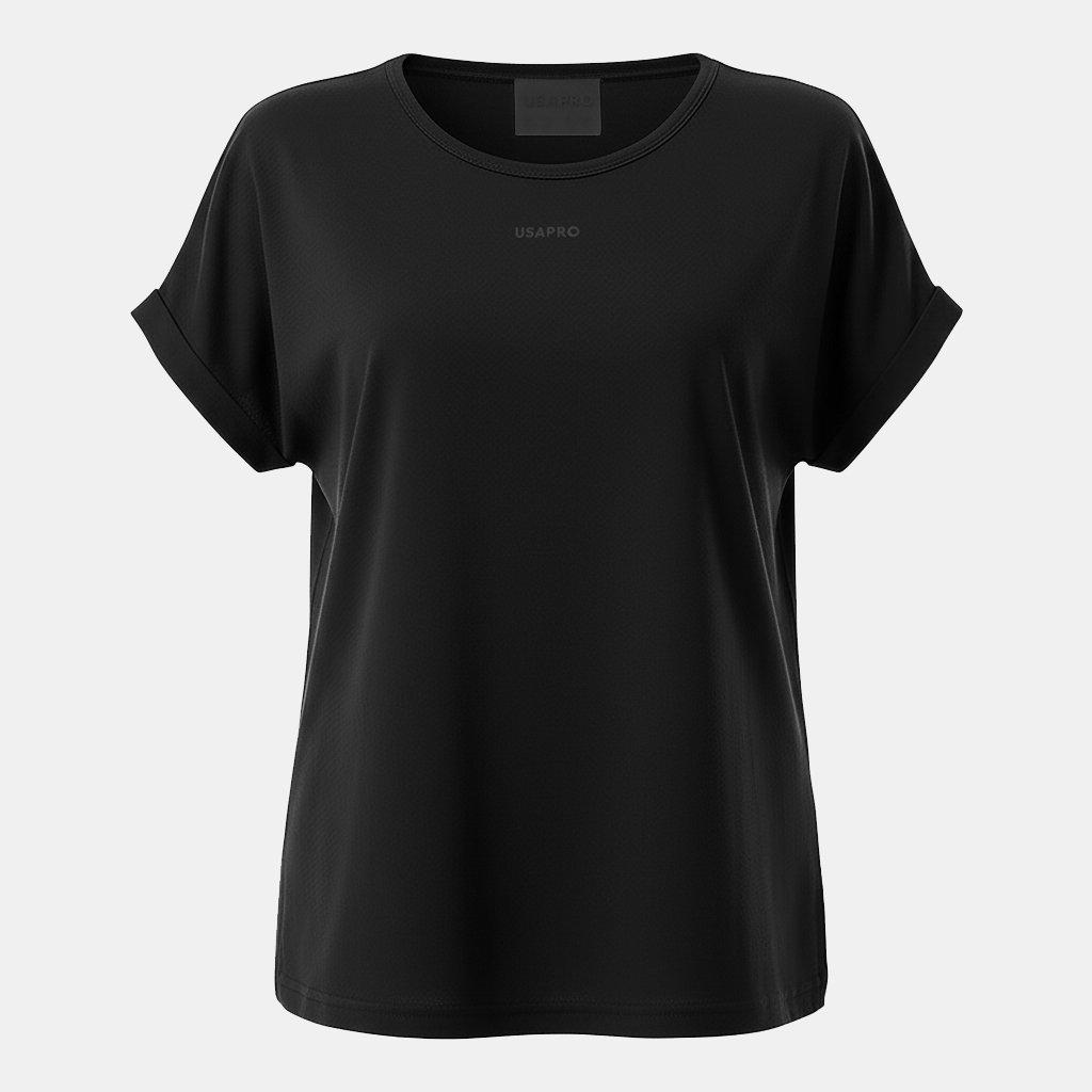Black - USA Pro - Short Sleeve Sports T-Shirt Womens - 1