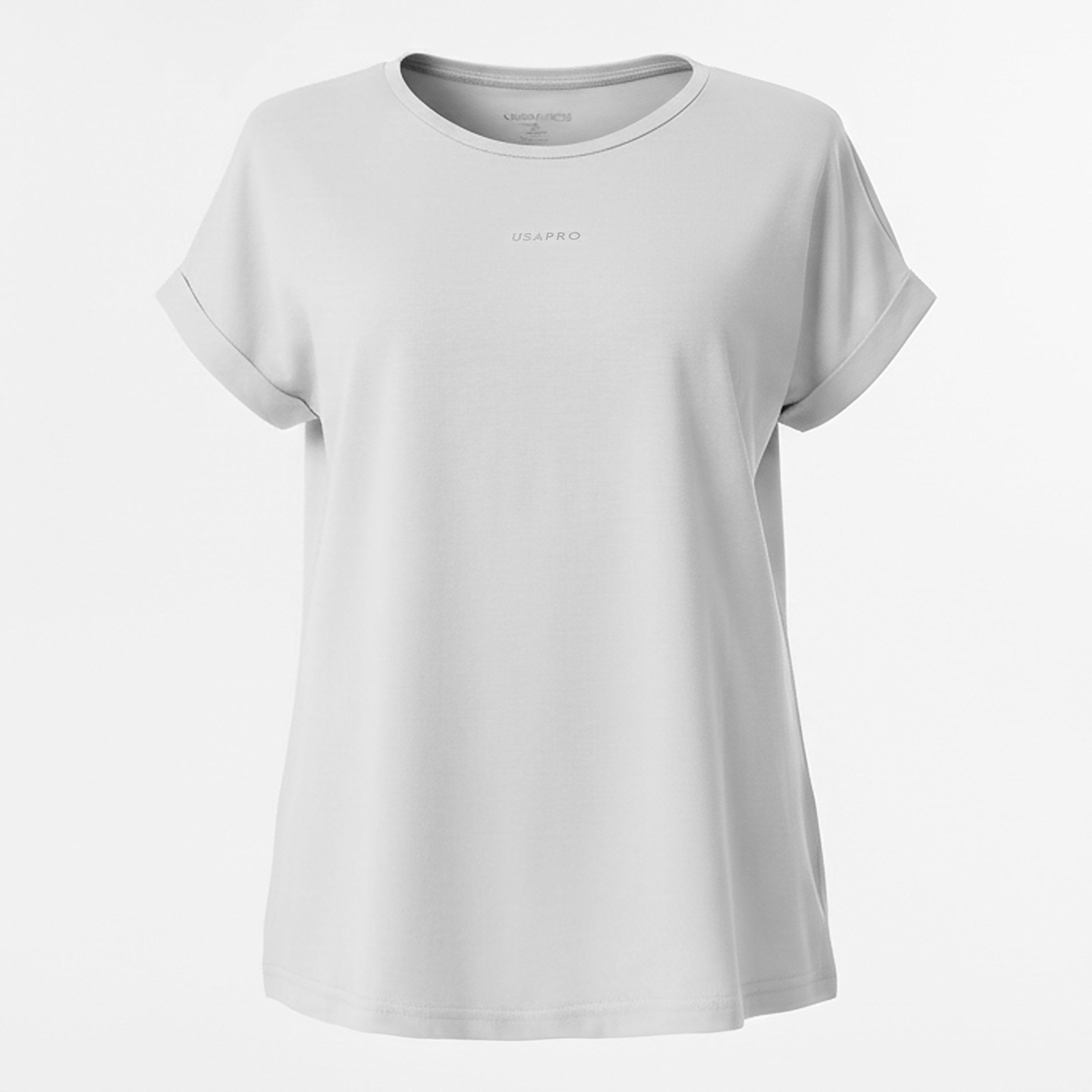 Usa Pro Women's Short Sleeve Sports T-Shirt - Grey Marl - 10 (38)