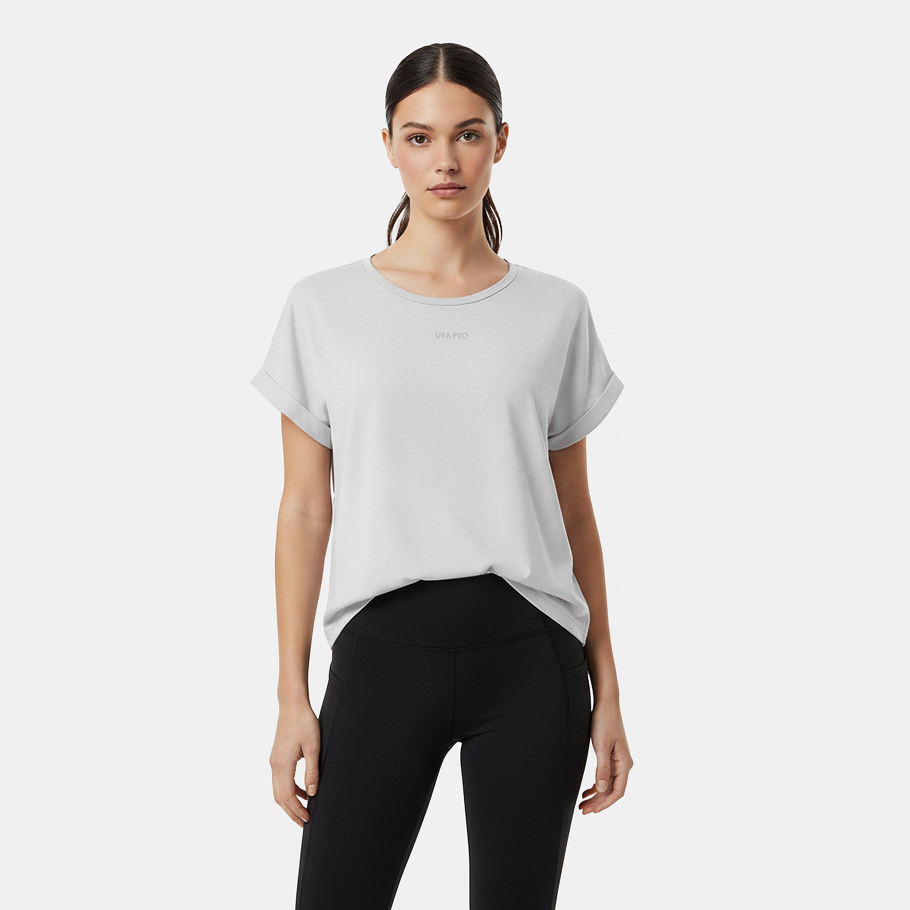 Grey Marl - USA Pro - Short Sleeve Sports T-Shirt Womens - 3