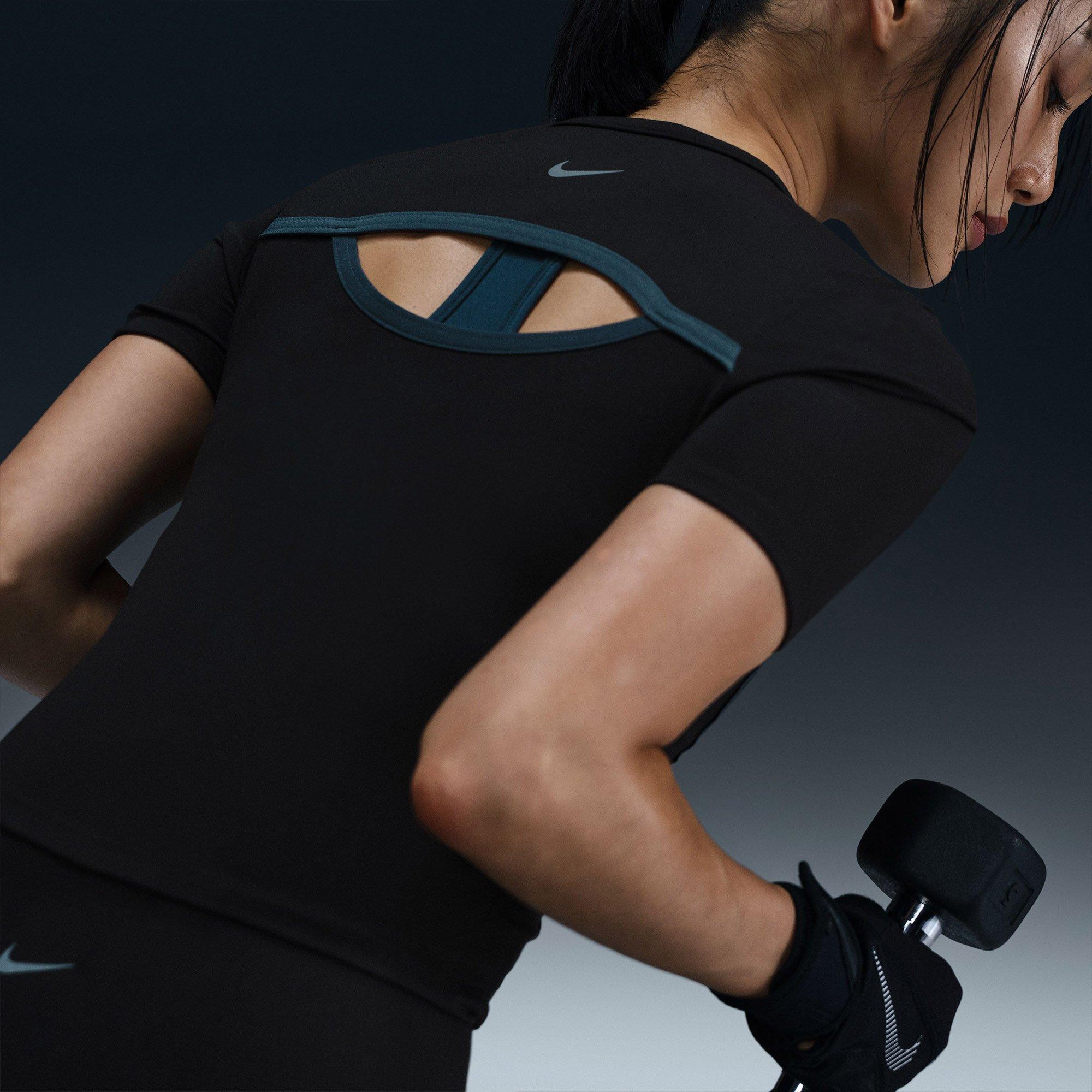 Blk/Dk.Red/Blk - Nike - One Fitted Womens Dri-FIT Short-Sleeve Performance Top - 4