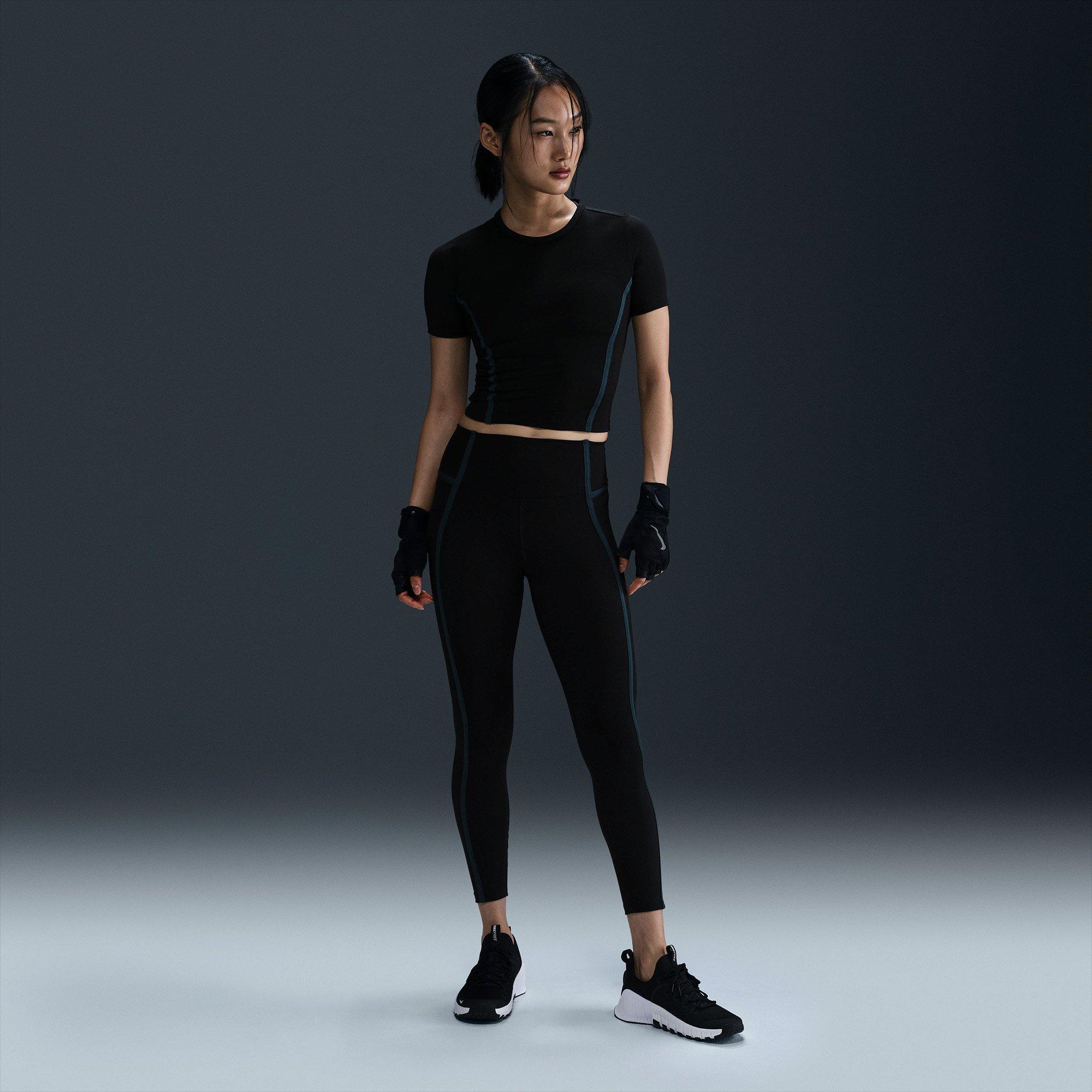 Blk/Dk.Red/Blk - Nike - One Fitted Womens Dri-FIT Short-Sleeve Performance Top - 6