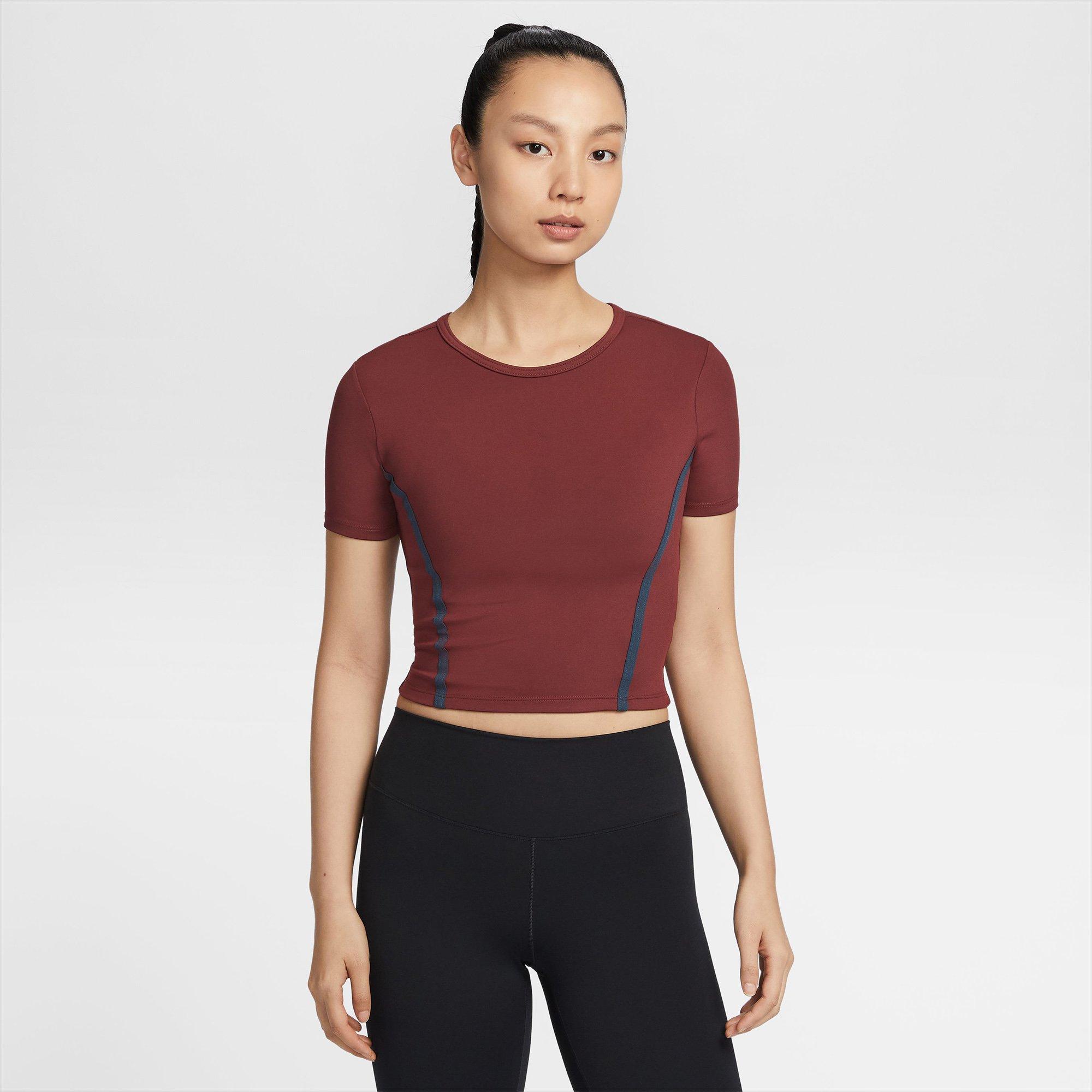 Dk.Red/Wht/Blk - Nike - One Fitted Womens Dri-FIT Short-Sleeve Performance Top - 6