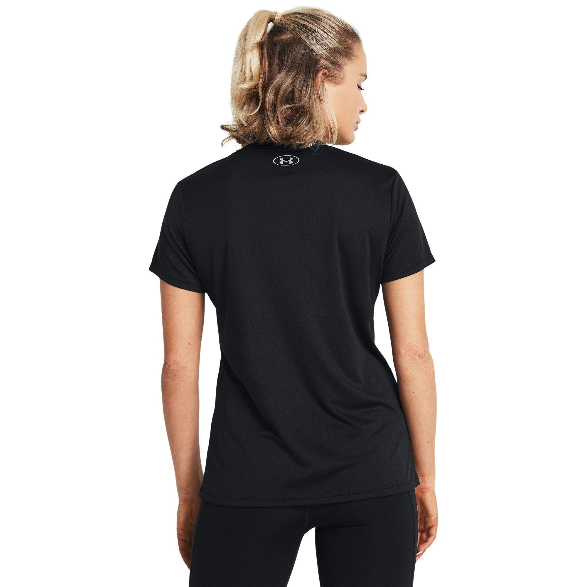 Black/Met.Silv - Under Armour - Women's Velcty Solid Short Sleeve Performance Gym Top - 3