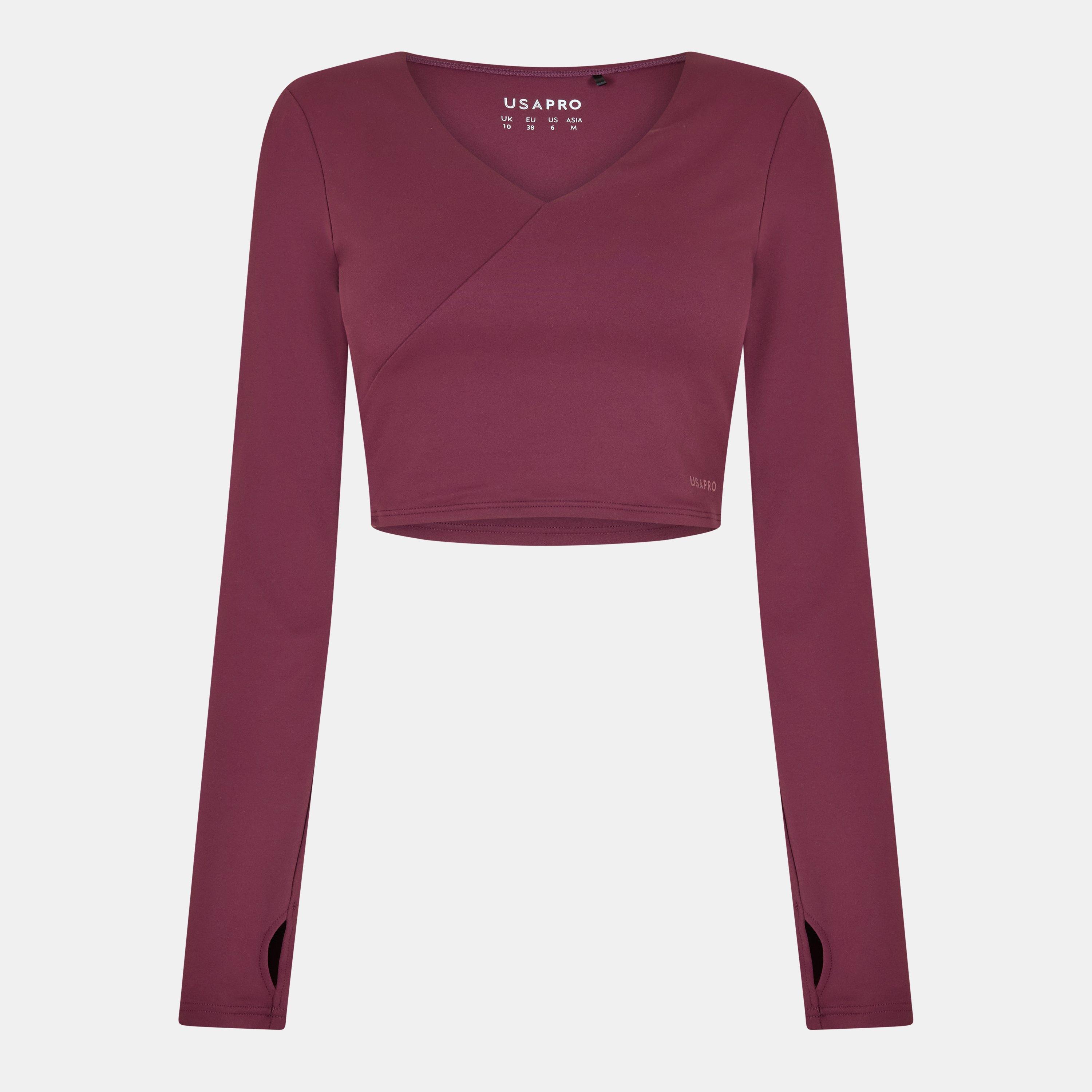 Usa Pro Women's Wrap Front Top - Dark Cherry - 8 (36)