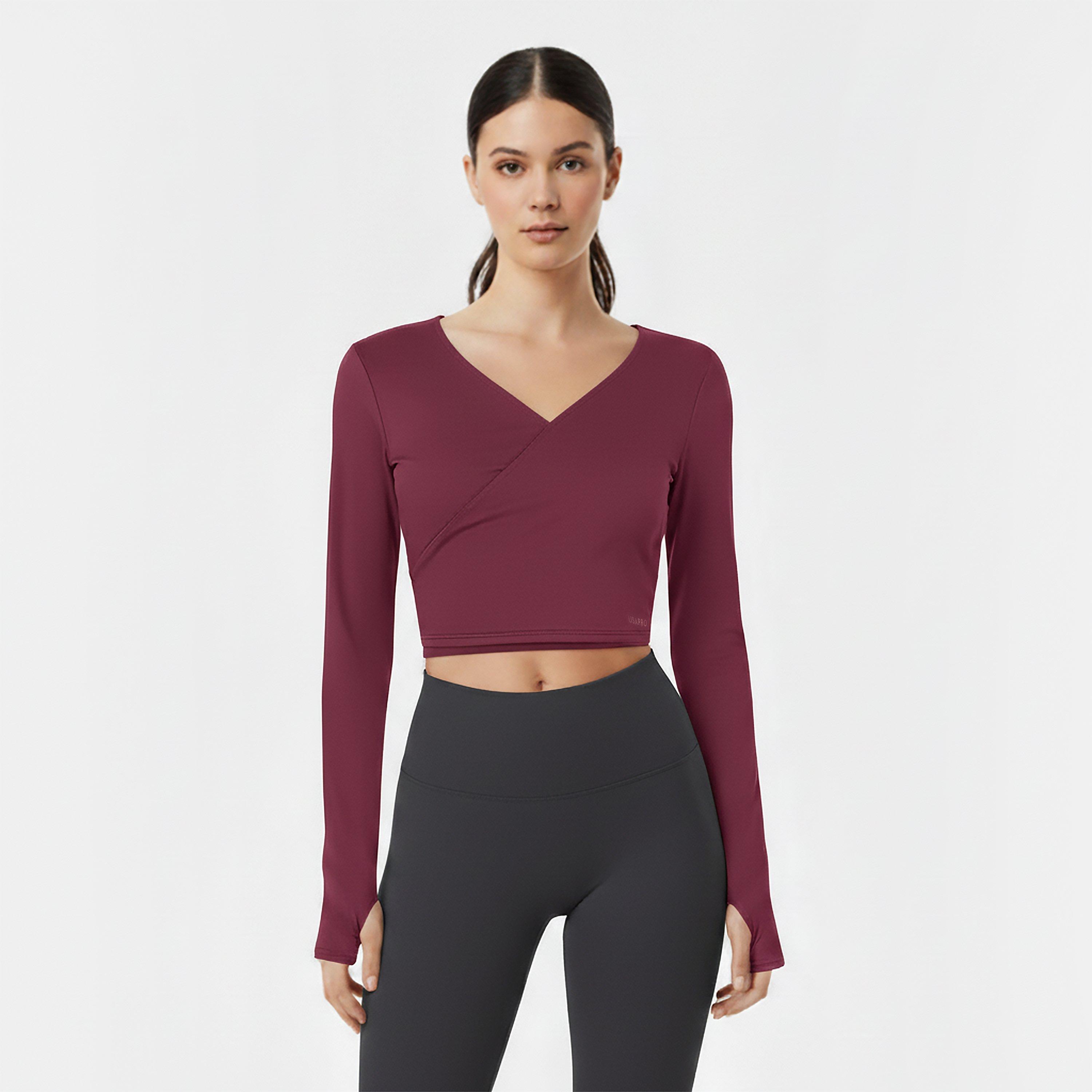 Dark Cherry - USA Pro - Wrap Front Top Womens - 3