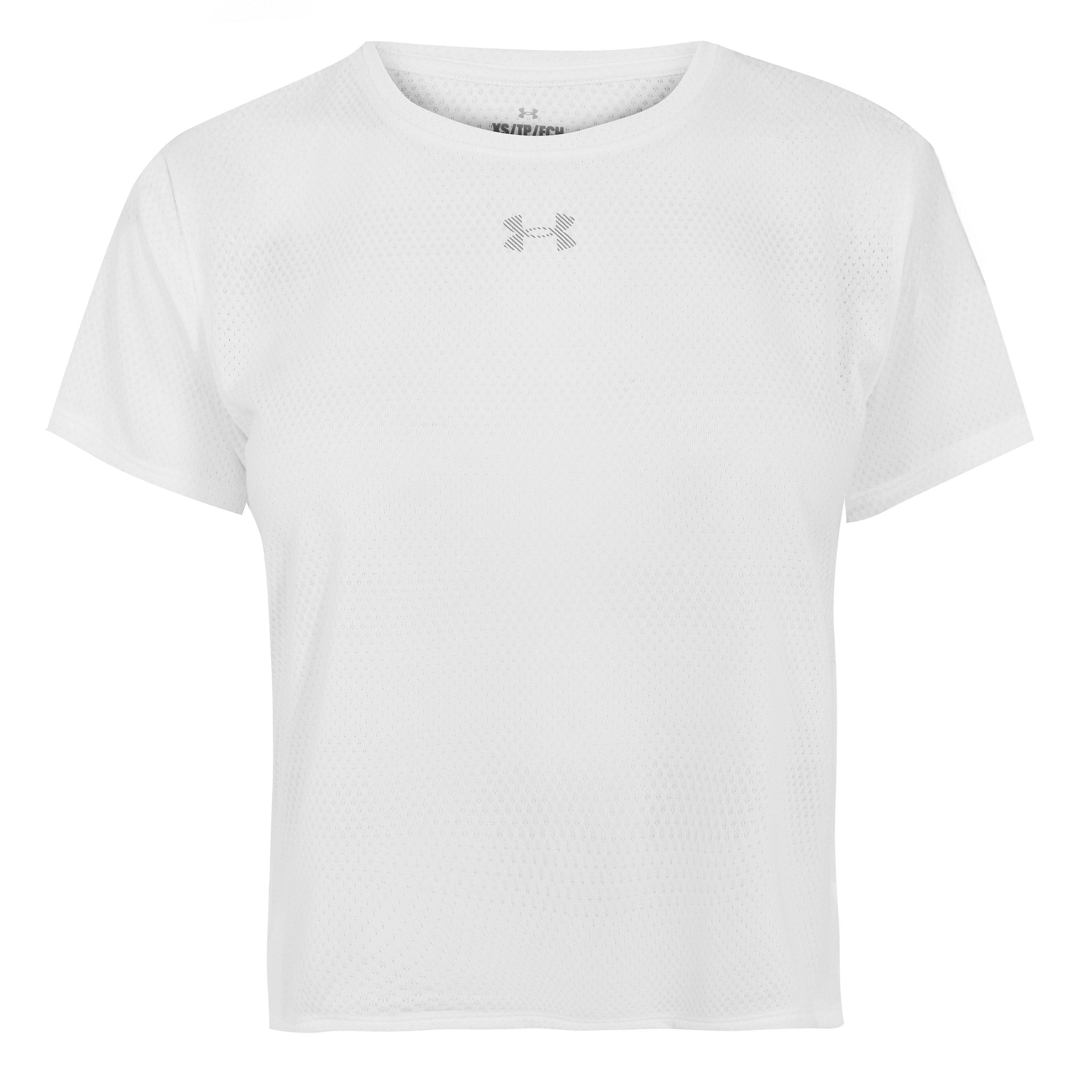 Under Armour Women's Velociti Short Sleeve Performance Gym Top - White/Reflect - 14 (L)