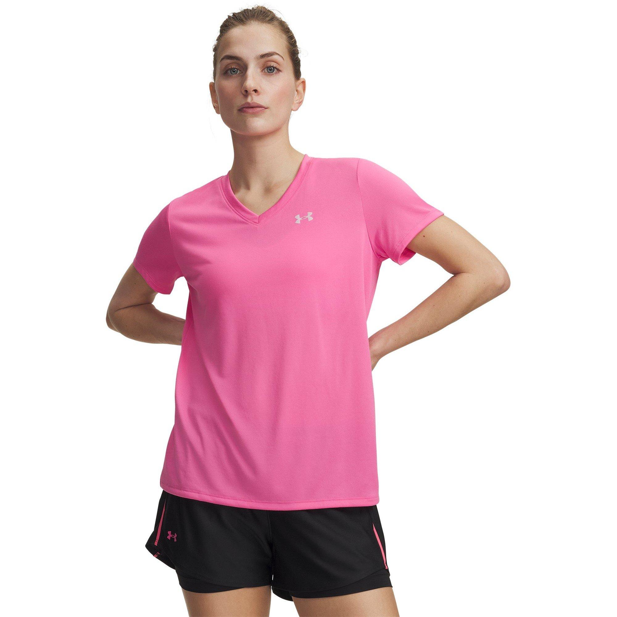 Under Armour Tech™ V-neck Short Sleeve Womens In Pink Frenzy