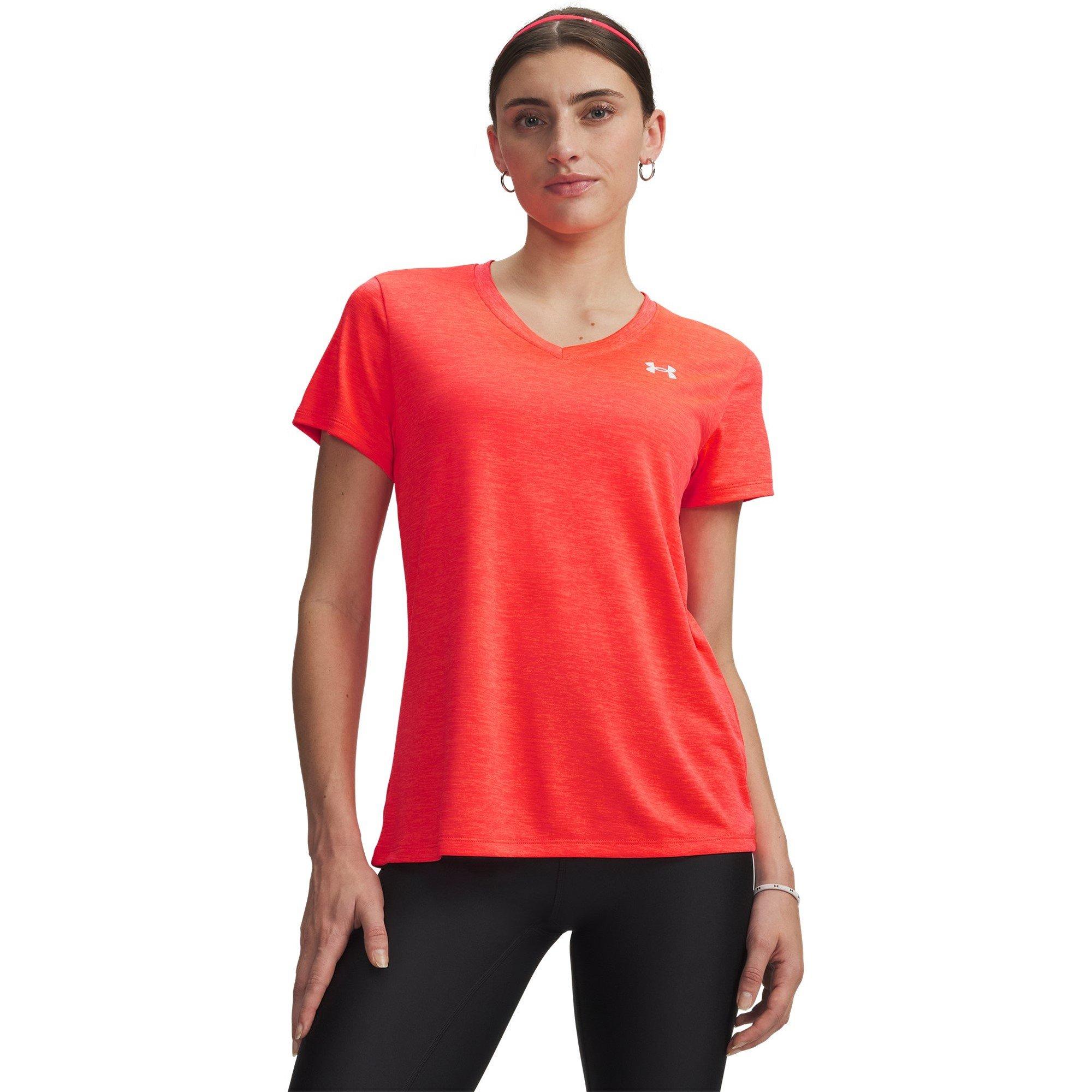 Under Armour Tech™ V-neck Short Sleeve Womens In Venom Red/white