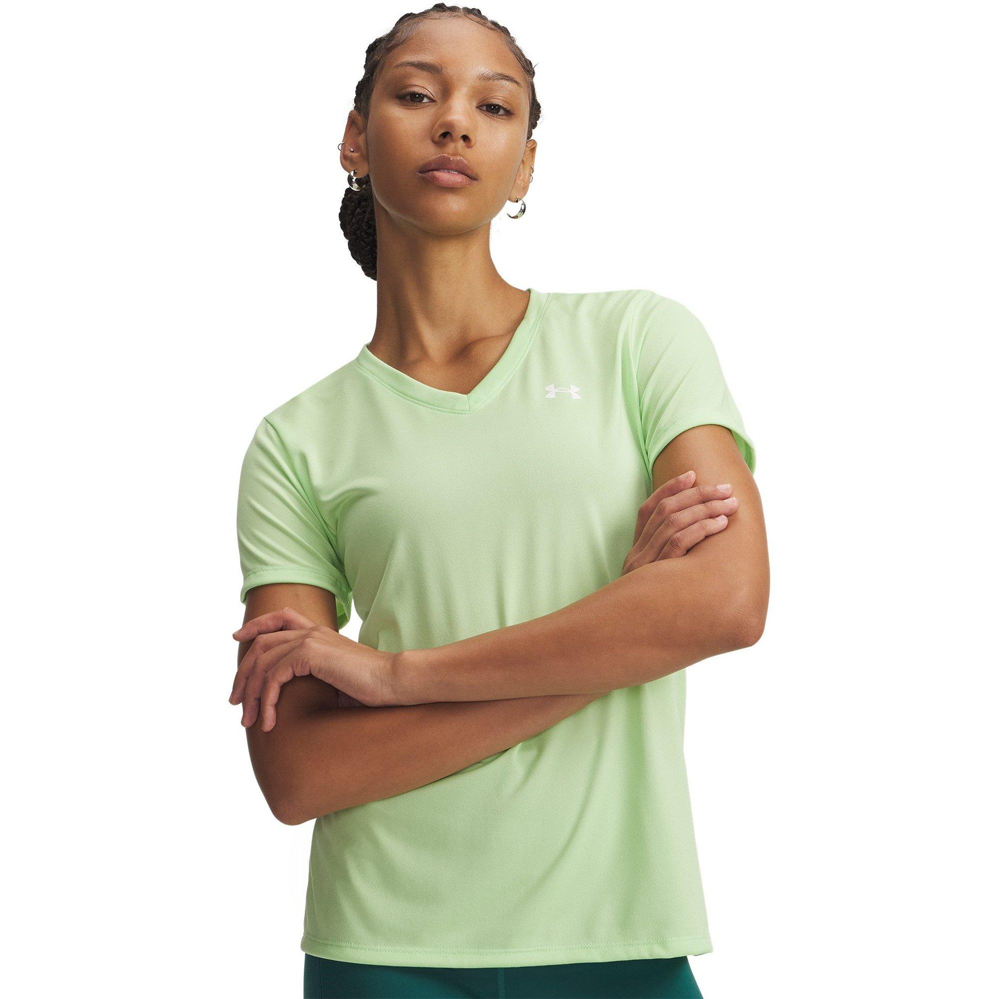 Under Armour Tech™ V-neck Short Sleeve Womens In Lime/white
