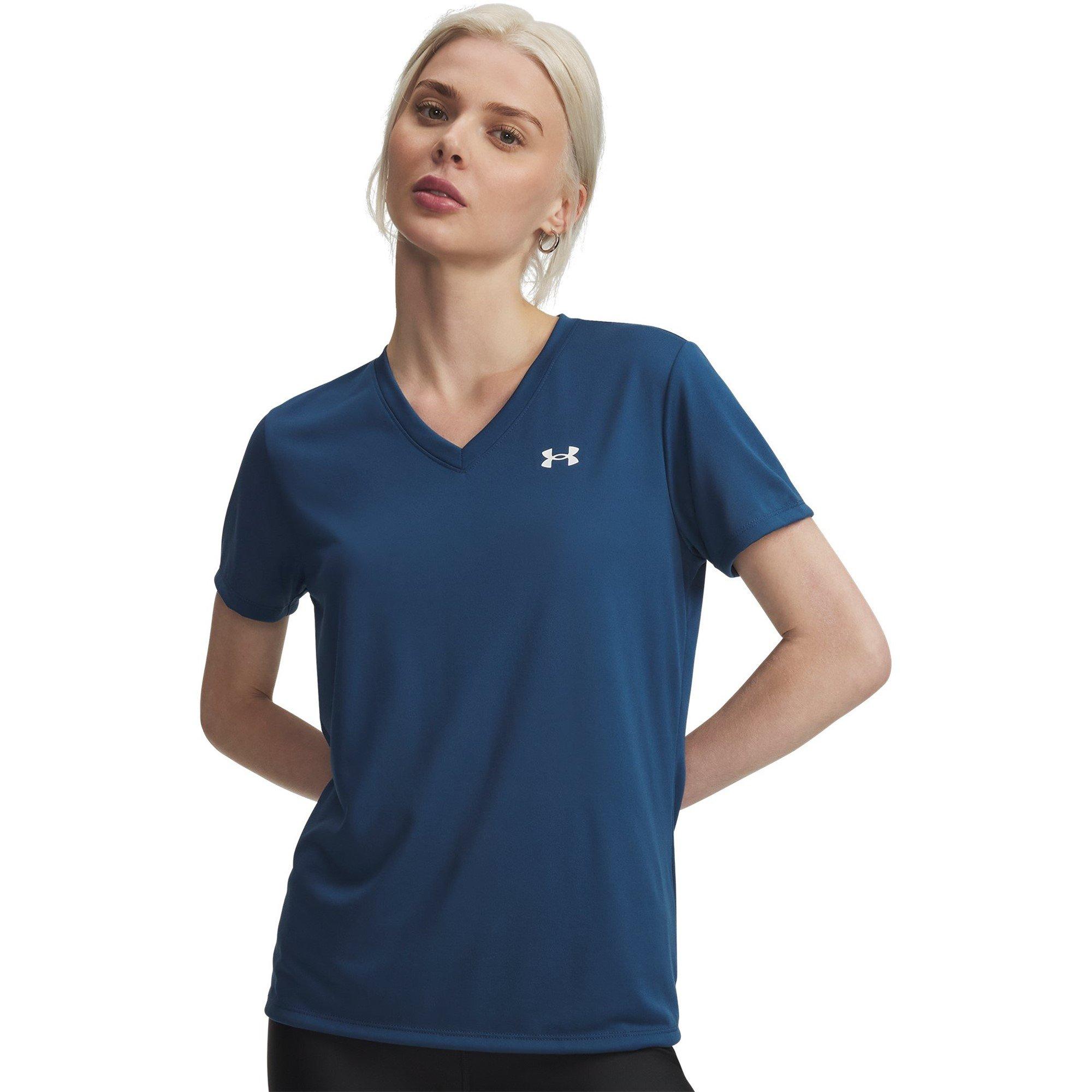 Under Armour Tech™ V-neck Short Sleeve Womens In Wham Blue/white