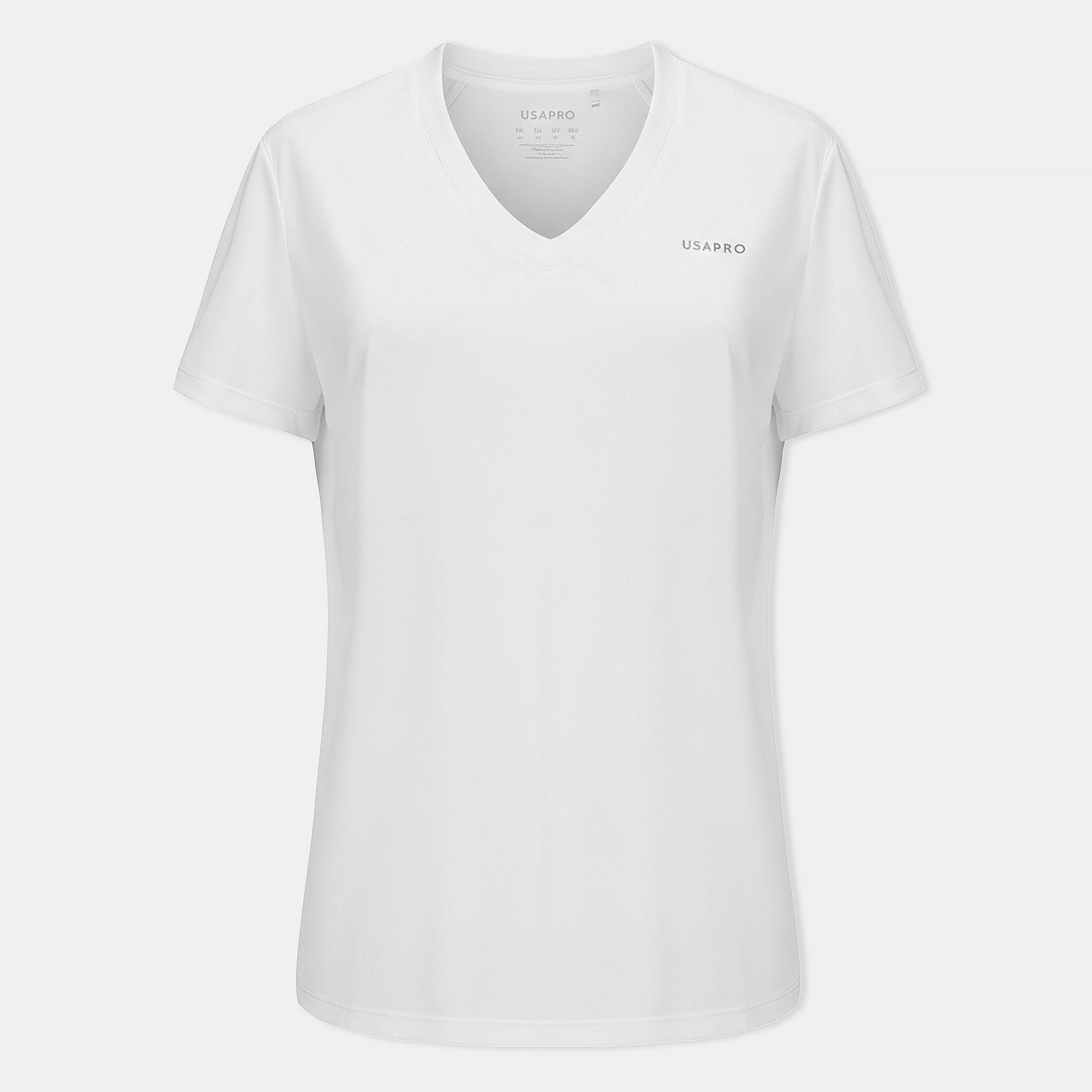 Usa Pro Women's The Tech V-Neck Tee - White - 14 (42)