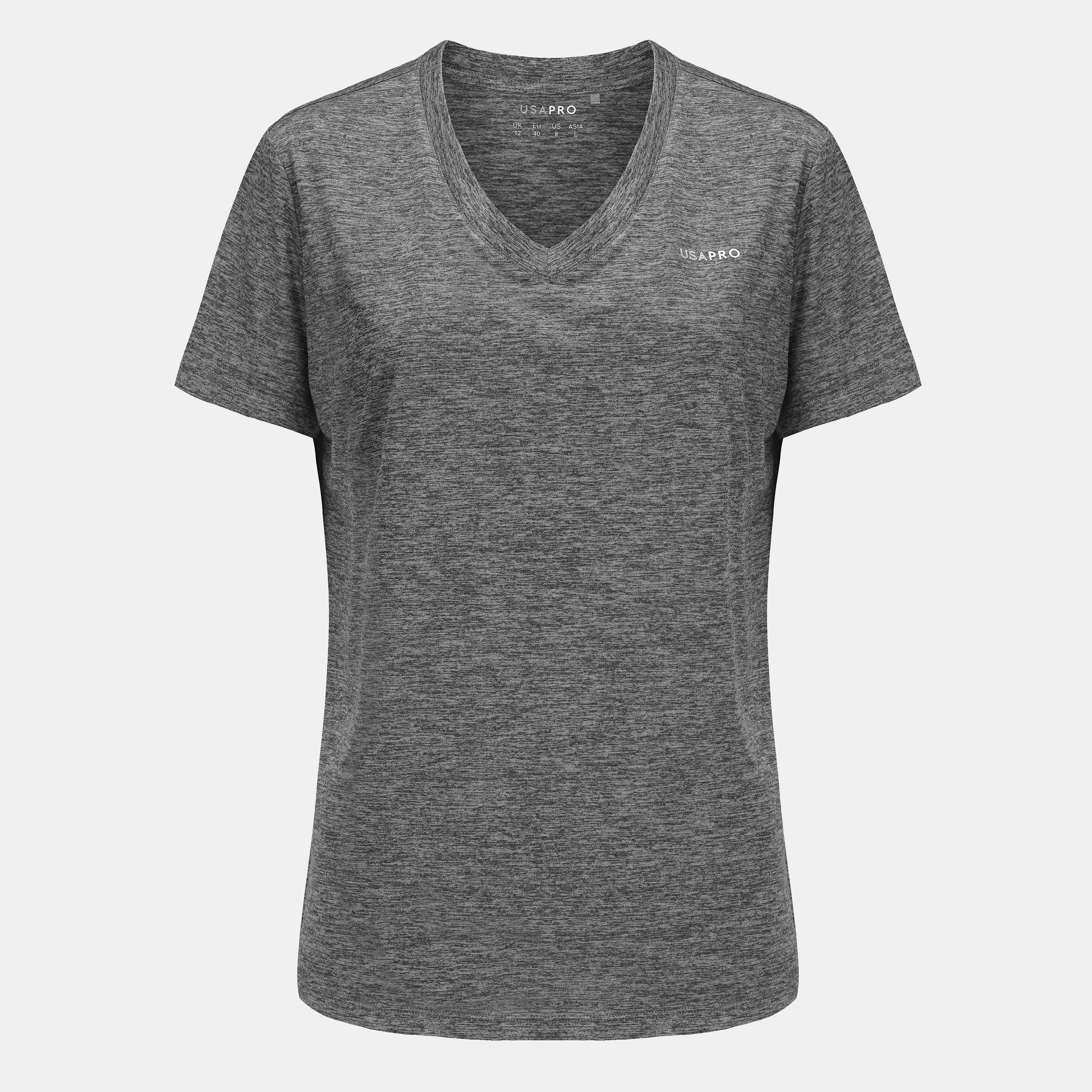 Usa Pro Women's The Tech V-Neck Tee - Charcoal - 6 (34)