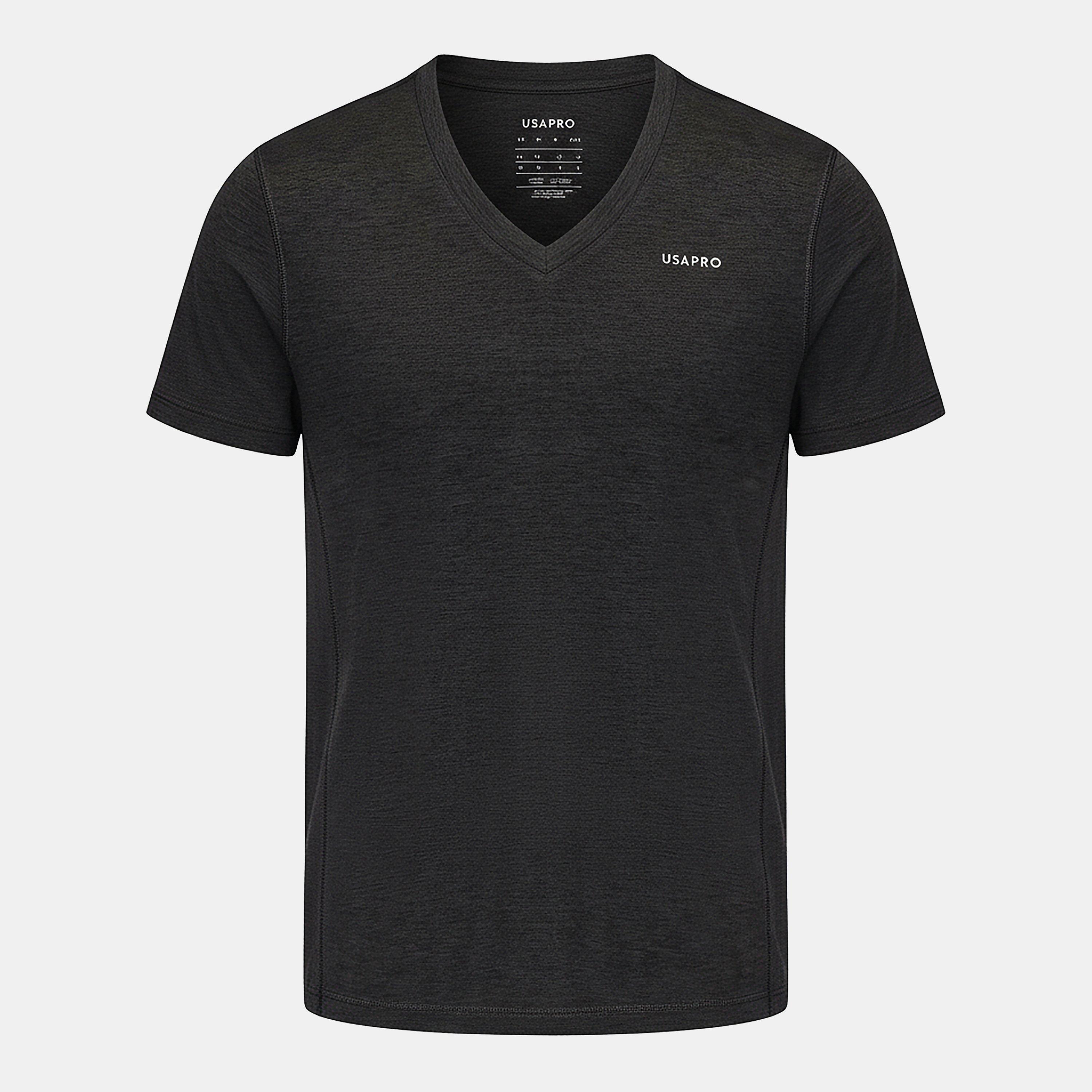 Usa Pro Women's The Tech V-Neck Tee - Black - 6 (34)