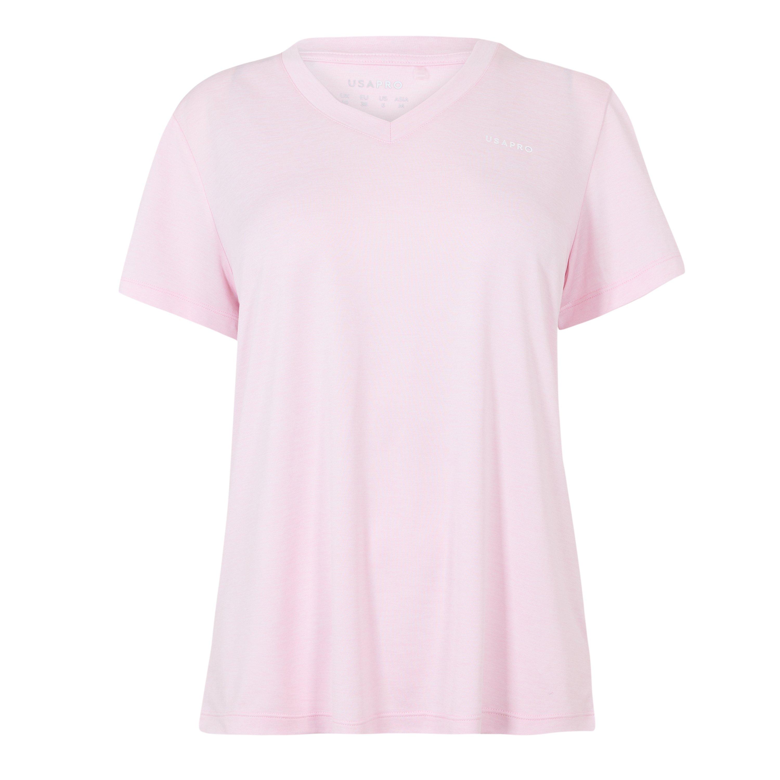 Usa Pro Women's The Tech V-Neck Tee - Light Pink - 14 (42)