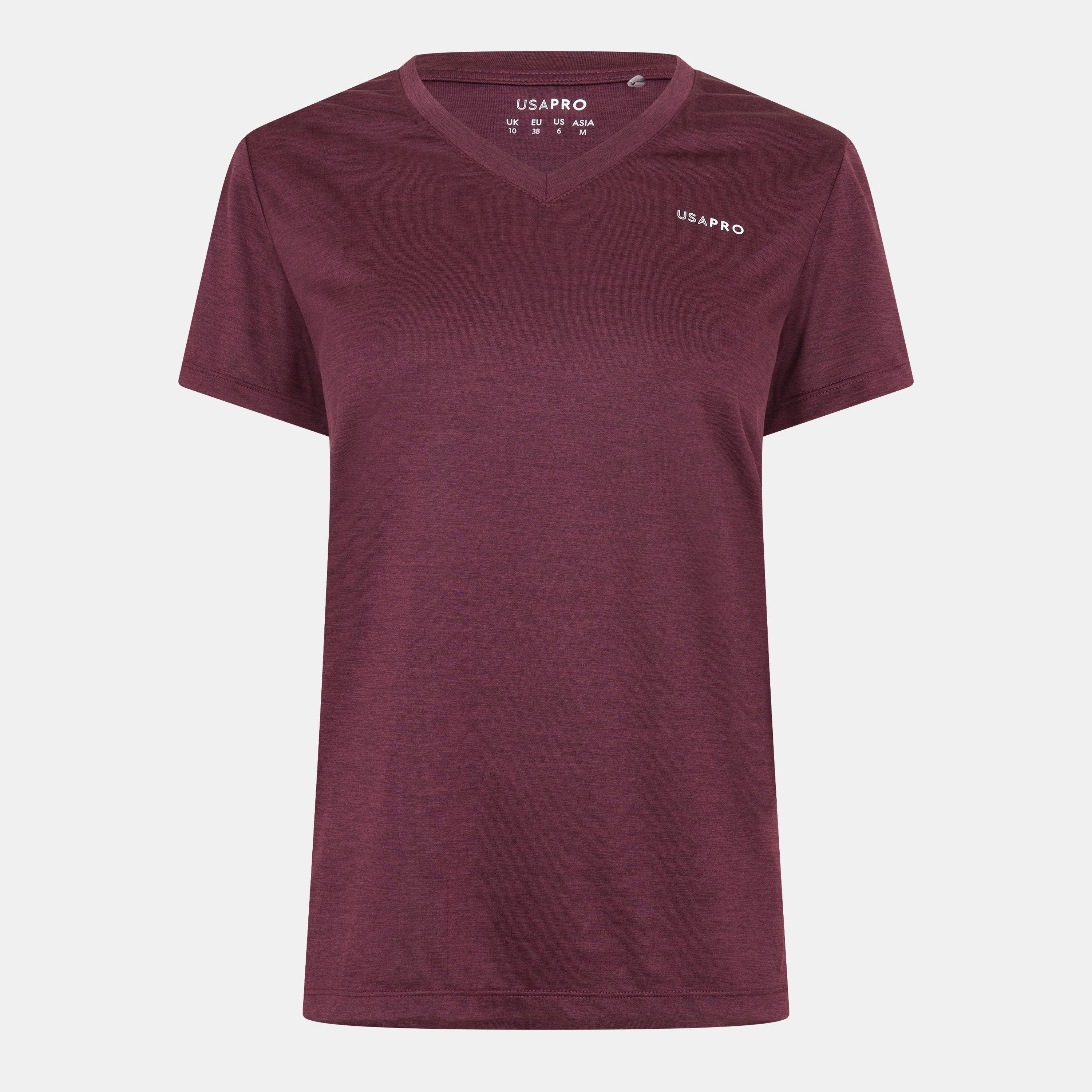 Usa Pro Women's The Tech V-Neck Tee - Dark Cherry - 16 (44)