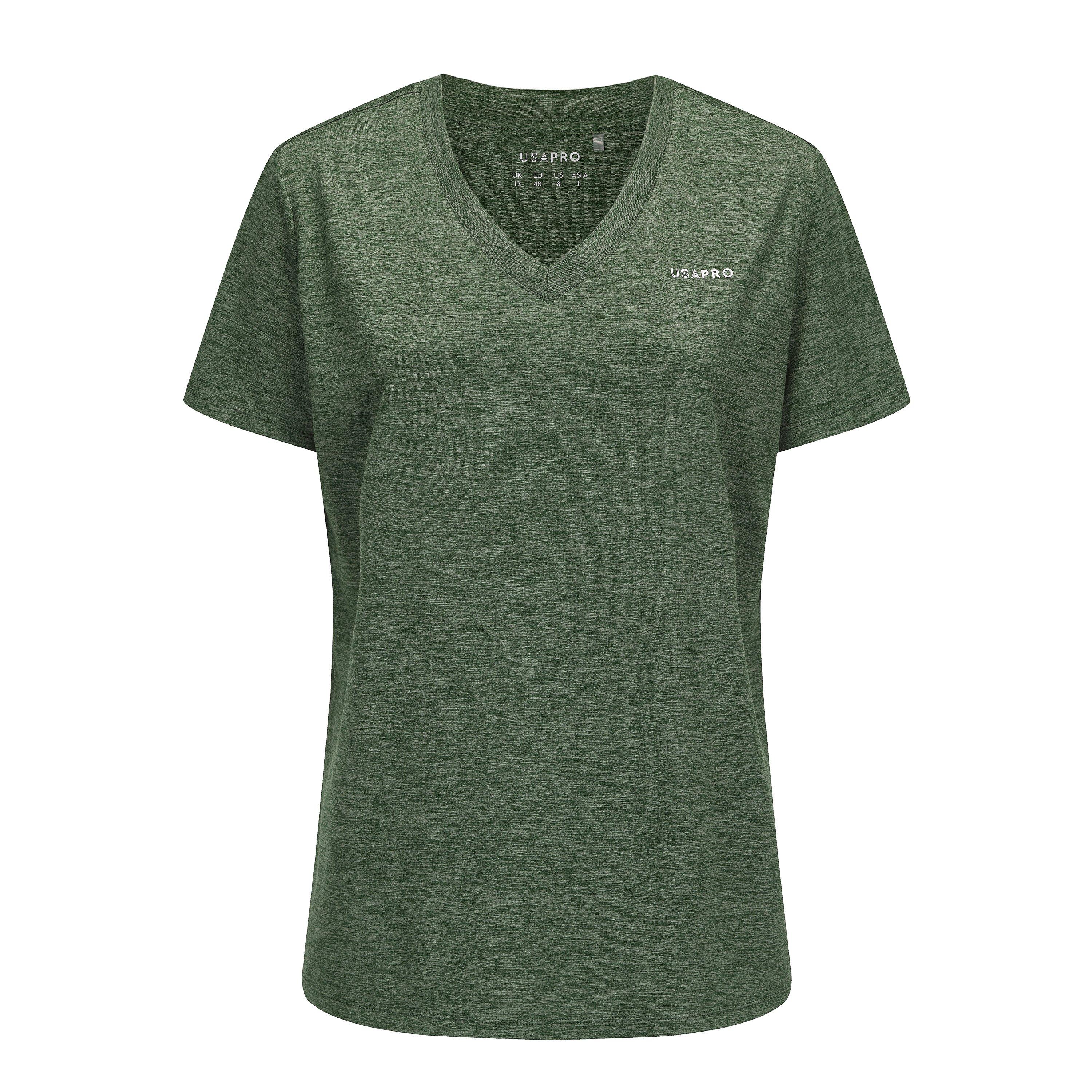 Usa Pro Women's The Tech V-Neck Tee - Forest Green - 8 (36)