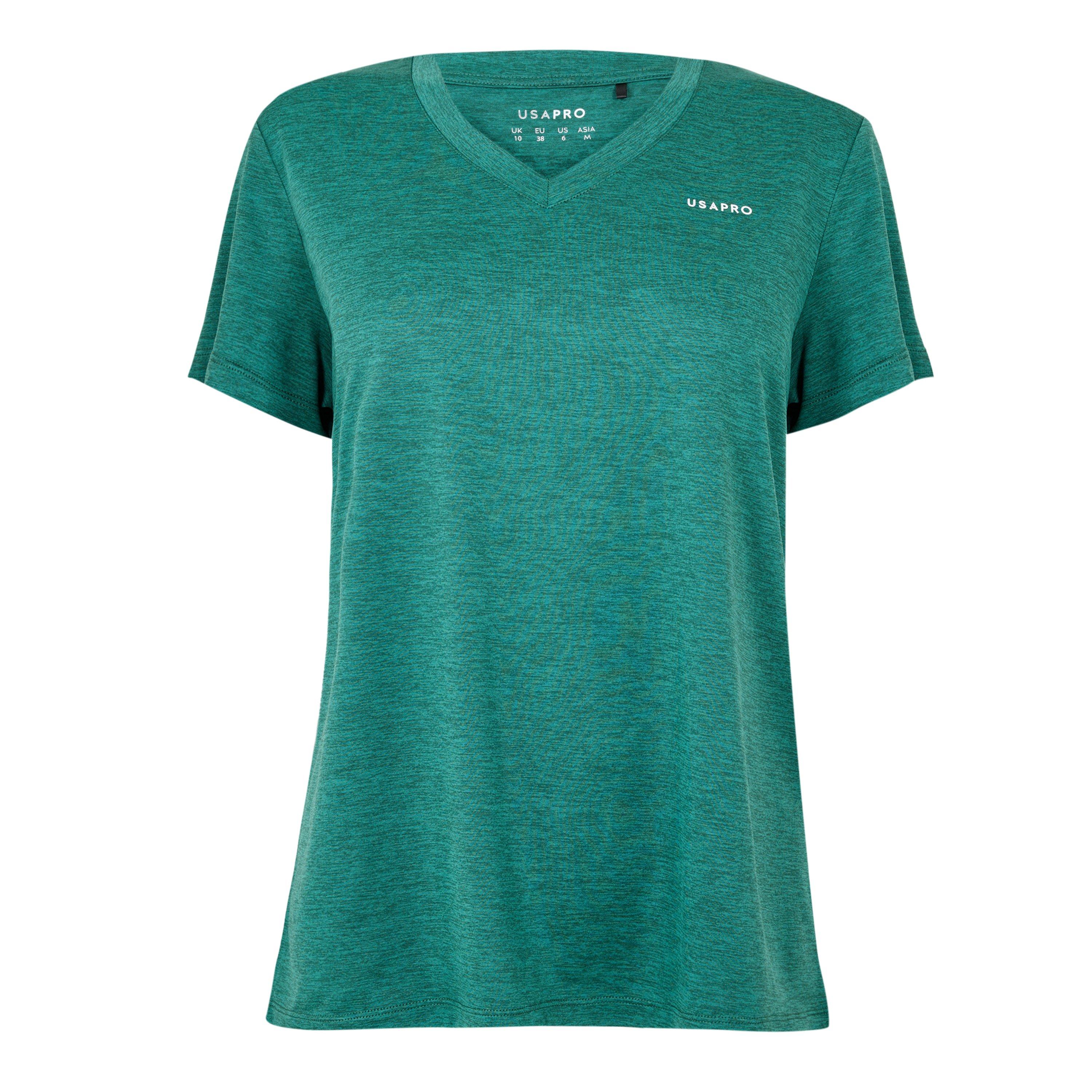 Usa Pro Women's The Tech V-Neck Tee - Forest Green - 14 (42)