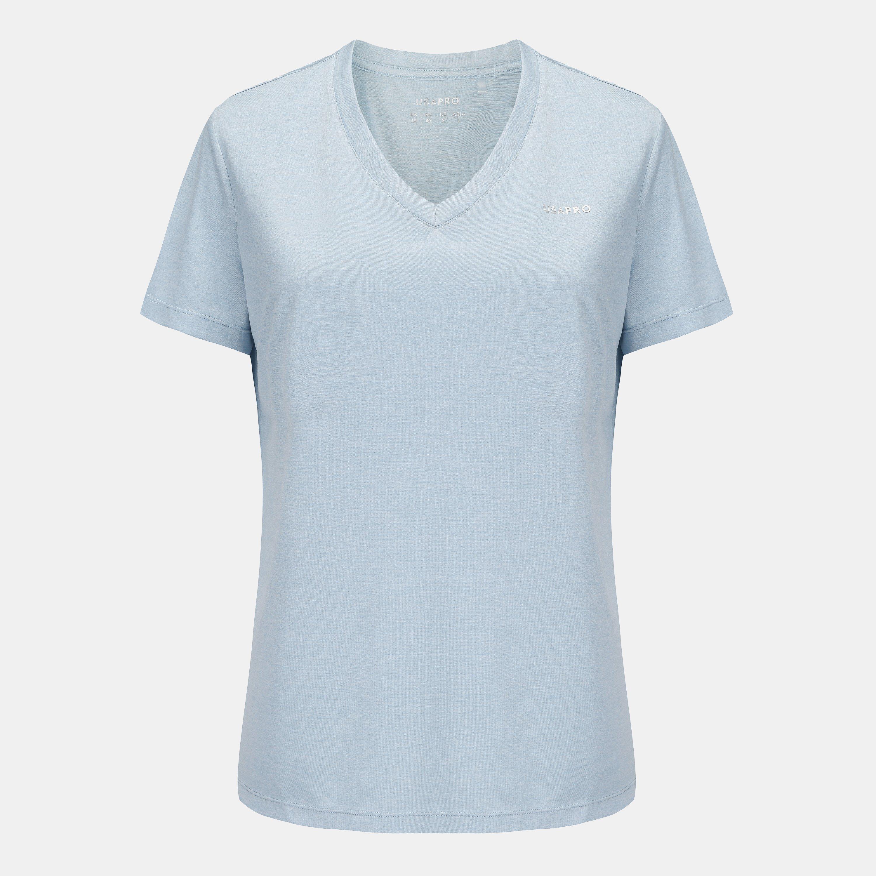 Usa Pro Women's The Tech V-Neck Tee - Brunera Blue - 16 (44)