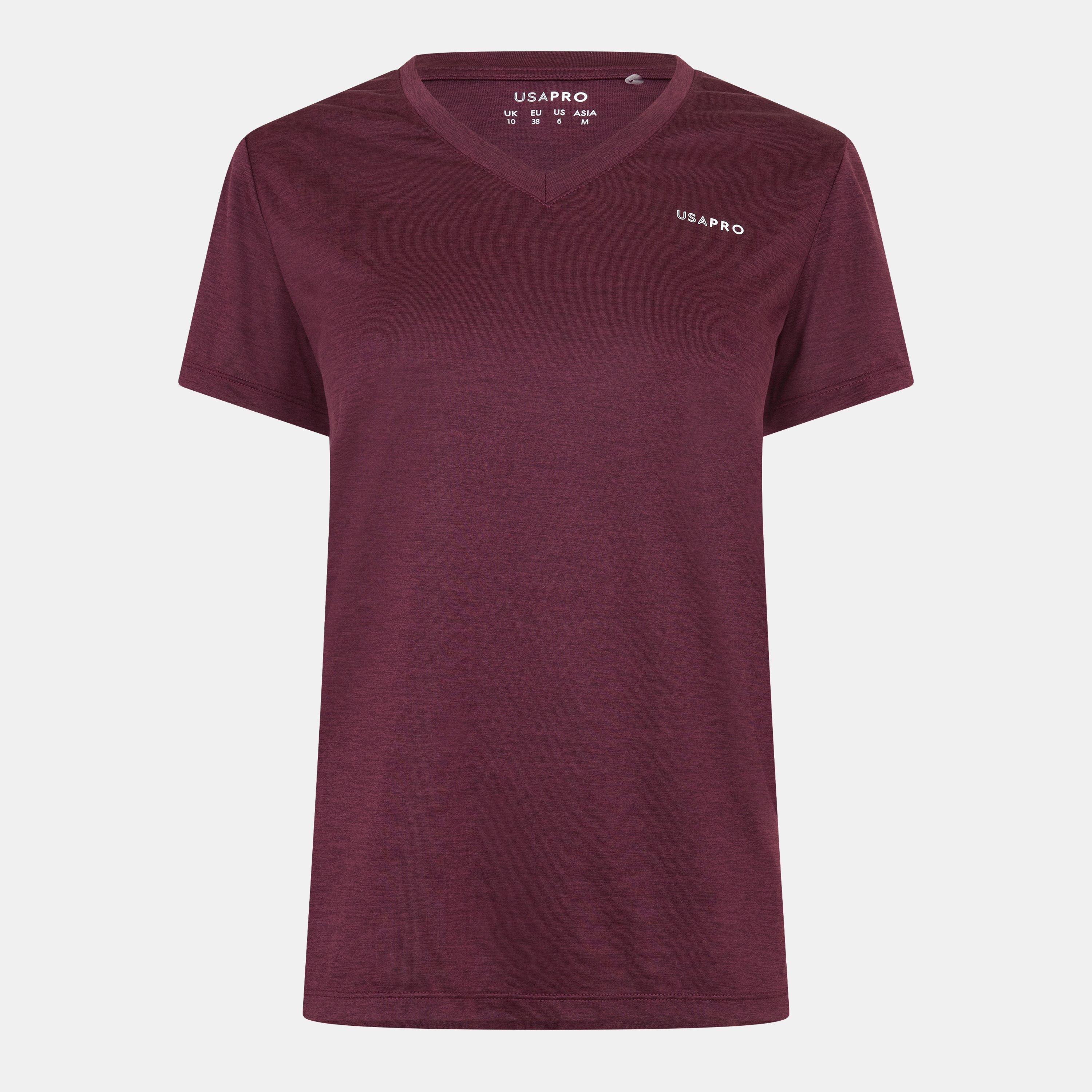Usa Pro Women's The Tech V-Neck Tee - Espresso - 14 (42)