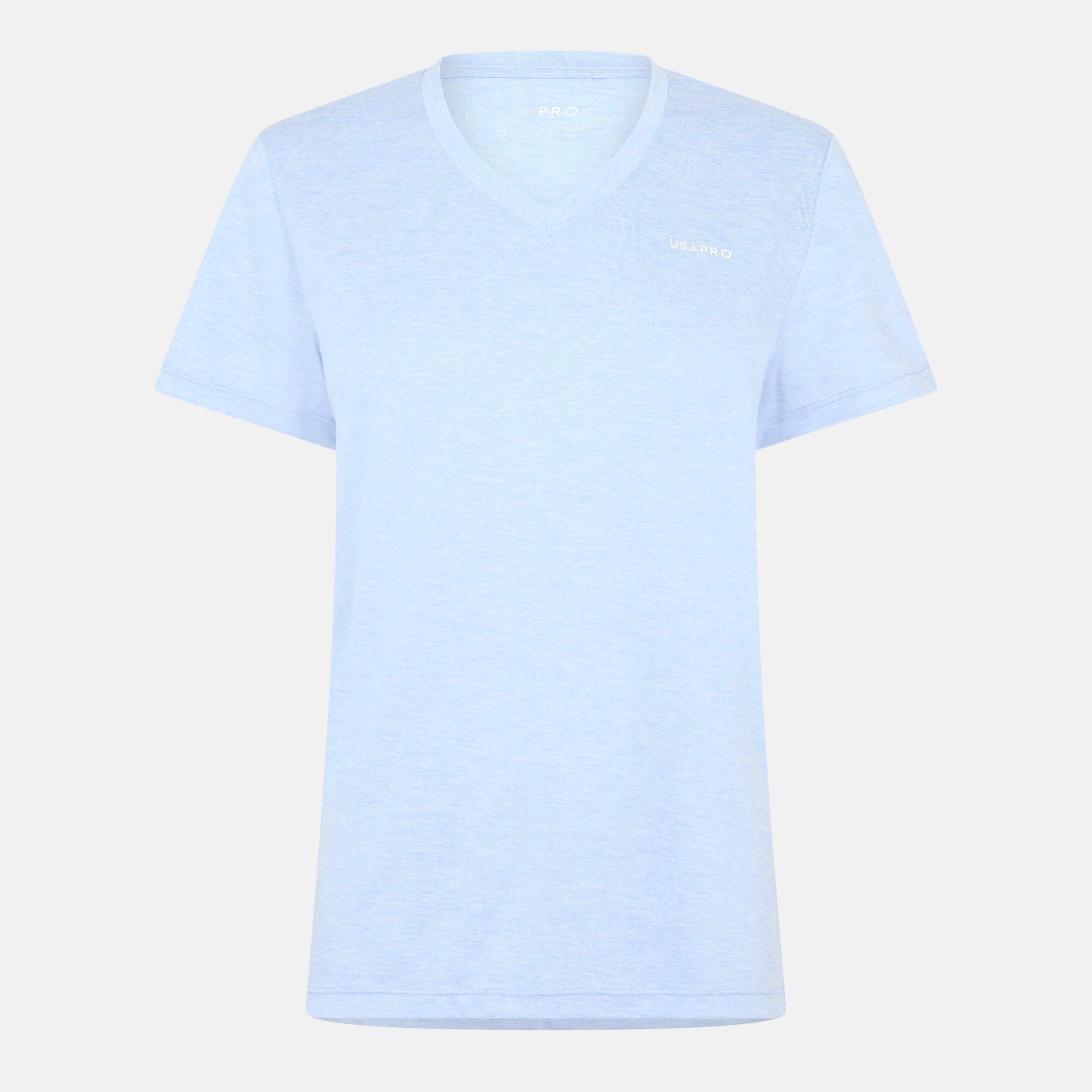 Usa Pro Women's The Tech V-Neck Tee - Brunerra Blue - 8 (36)