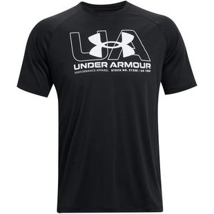 Black/White - Under Armour - Wordmark Velocity Mens Performance T Shirt - 1